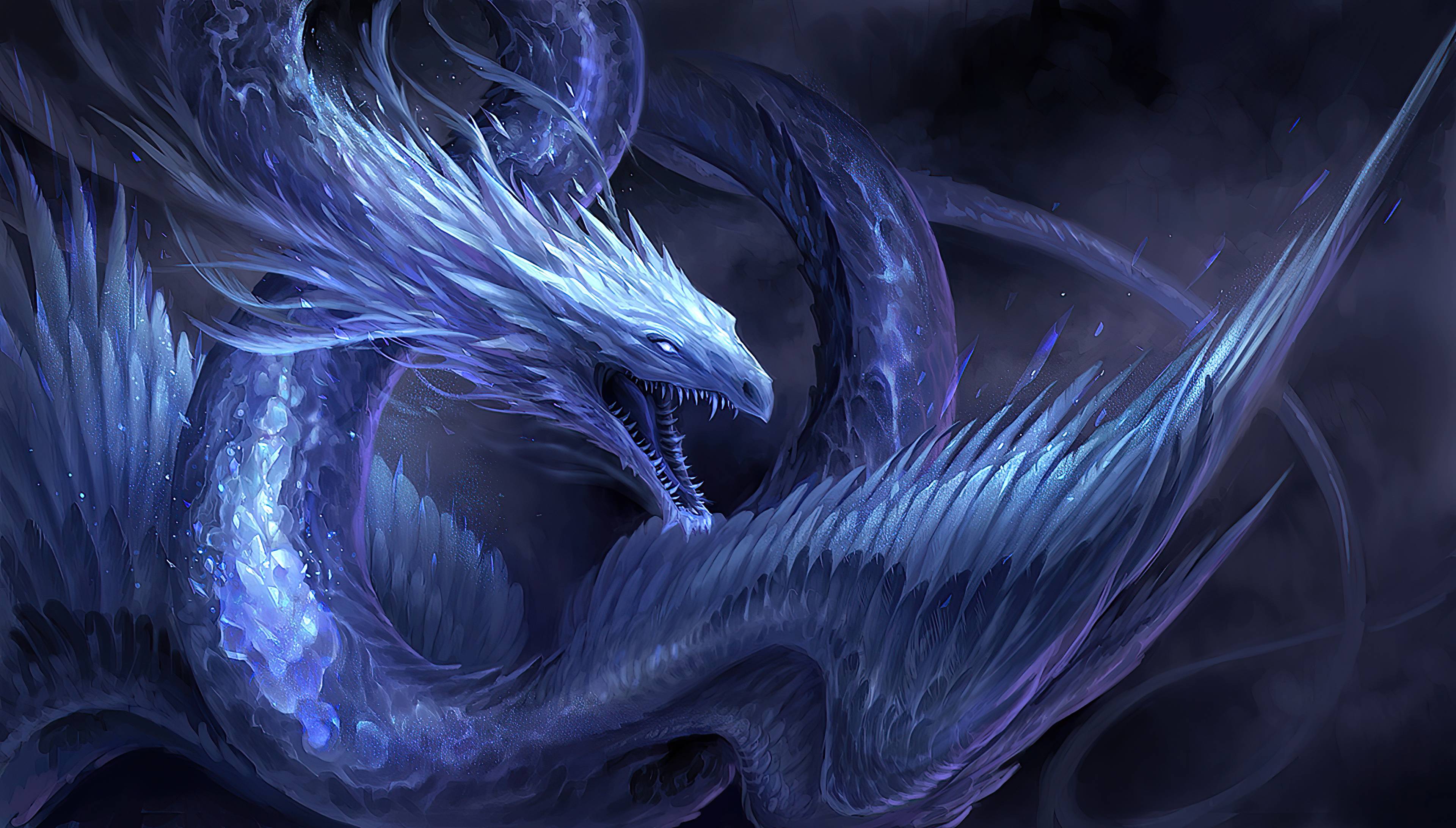 3840x2182 Blue Crystal Dragon 4k, HD Artist, 4k Wallpaper, Image, Background, Photo and Picture