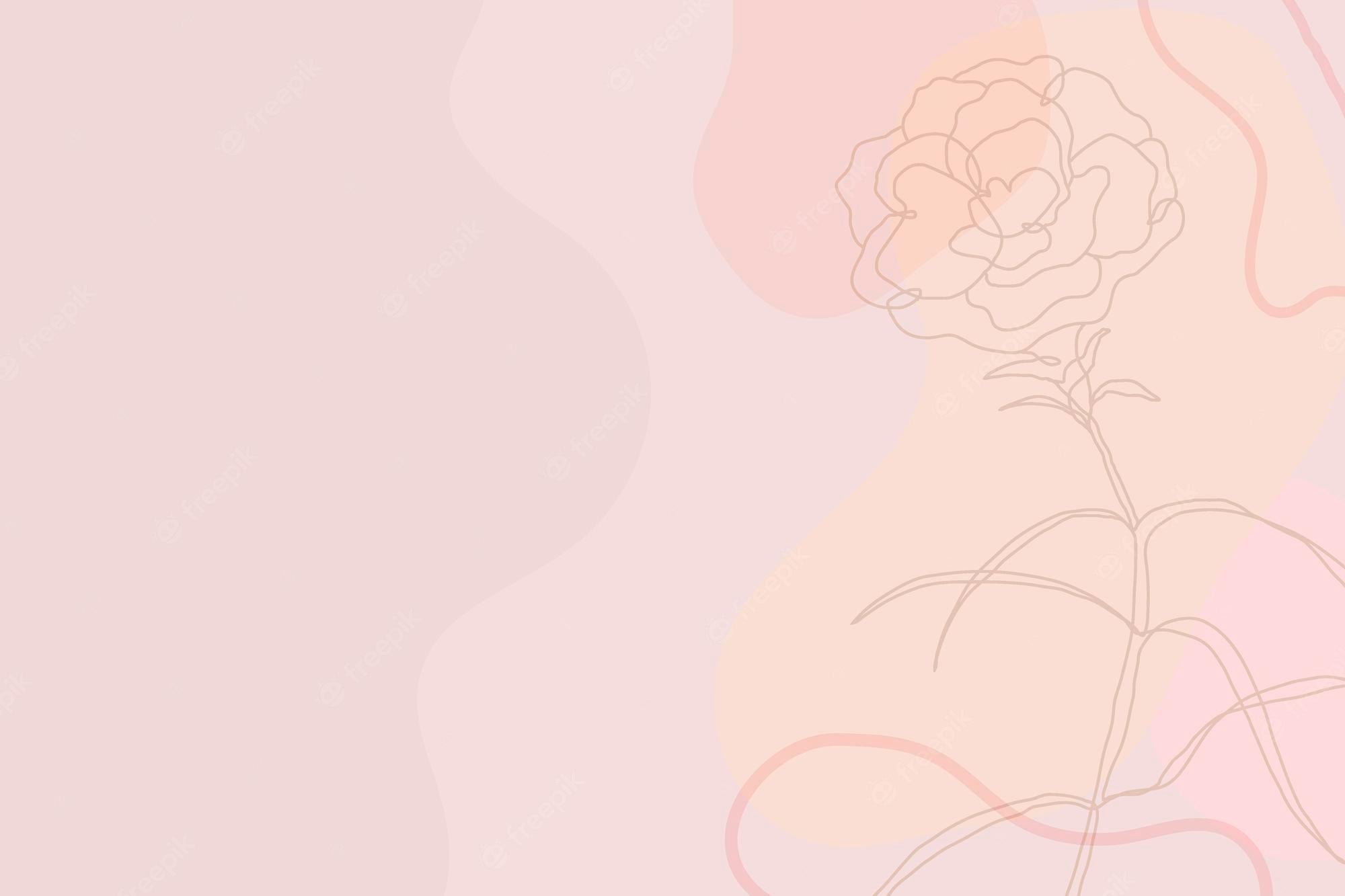 2000x1333 Free Vector. Simple flower background vector on pastel pink wallpaper with roses