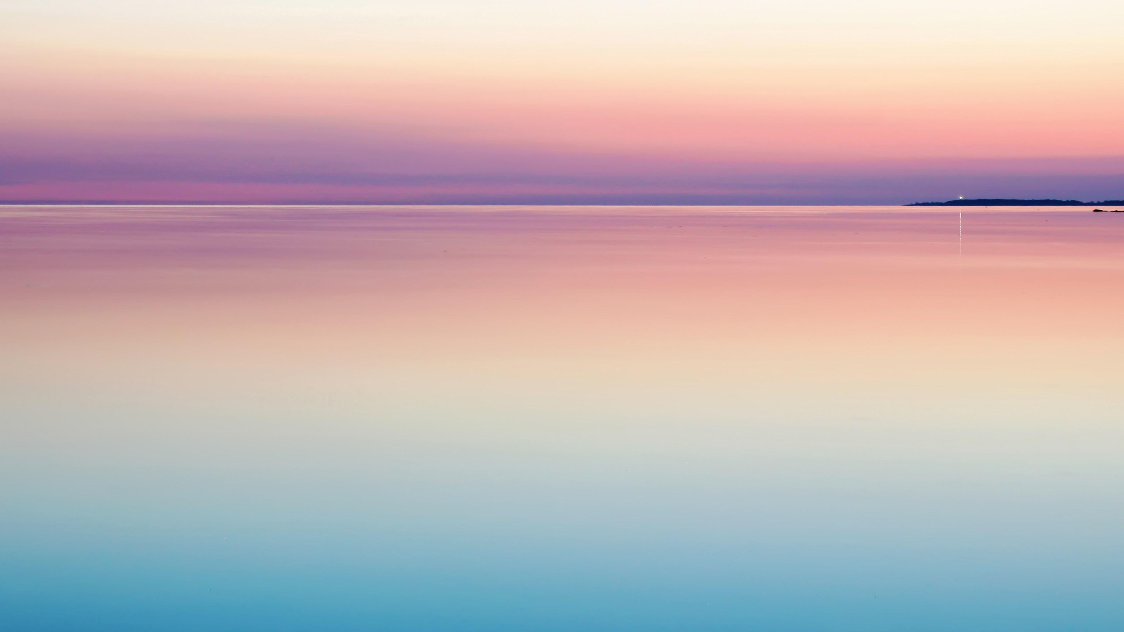 3840x2160 Wallpaper / a peaceful and serene pastel pink and purple sunset reflecting on still and calm water, sunset water sea and colorful HD 4k wallpaper free download
