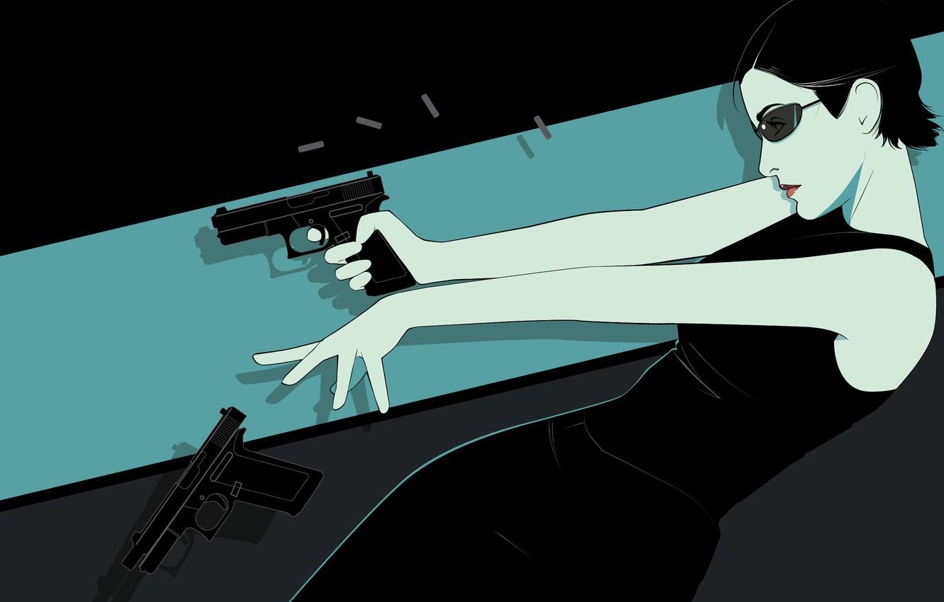 1332x850 Wallpaper Girl, Minimalism, Trinity, Background, Matrix, Art, The Film, Matrix, Carrie Anne Moss, Guns, The Matrix, Trinity, Craig Drake, Carrie Anne Moss, By Craig Drake Image For Desktop, Section минимализм