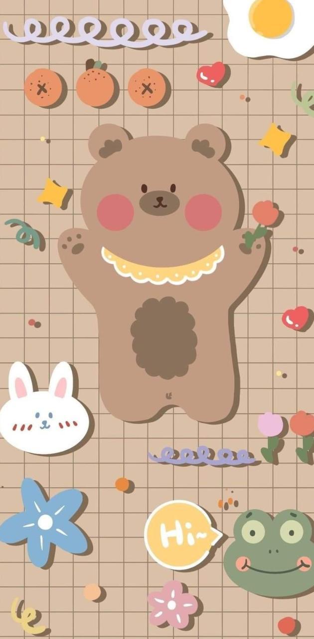 630x1280 brown bear kawaii wallpaper