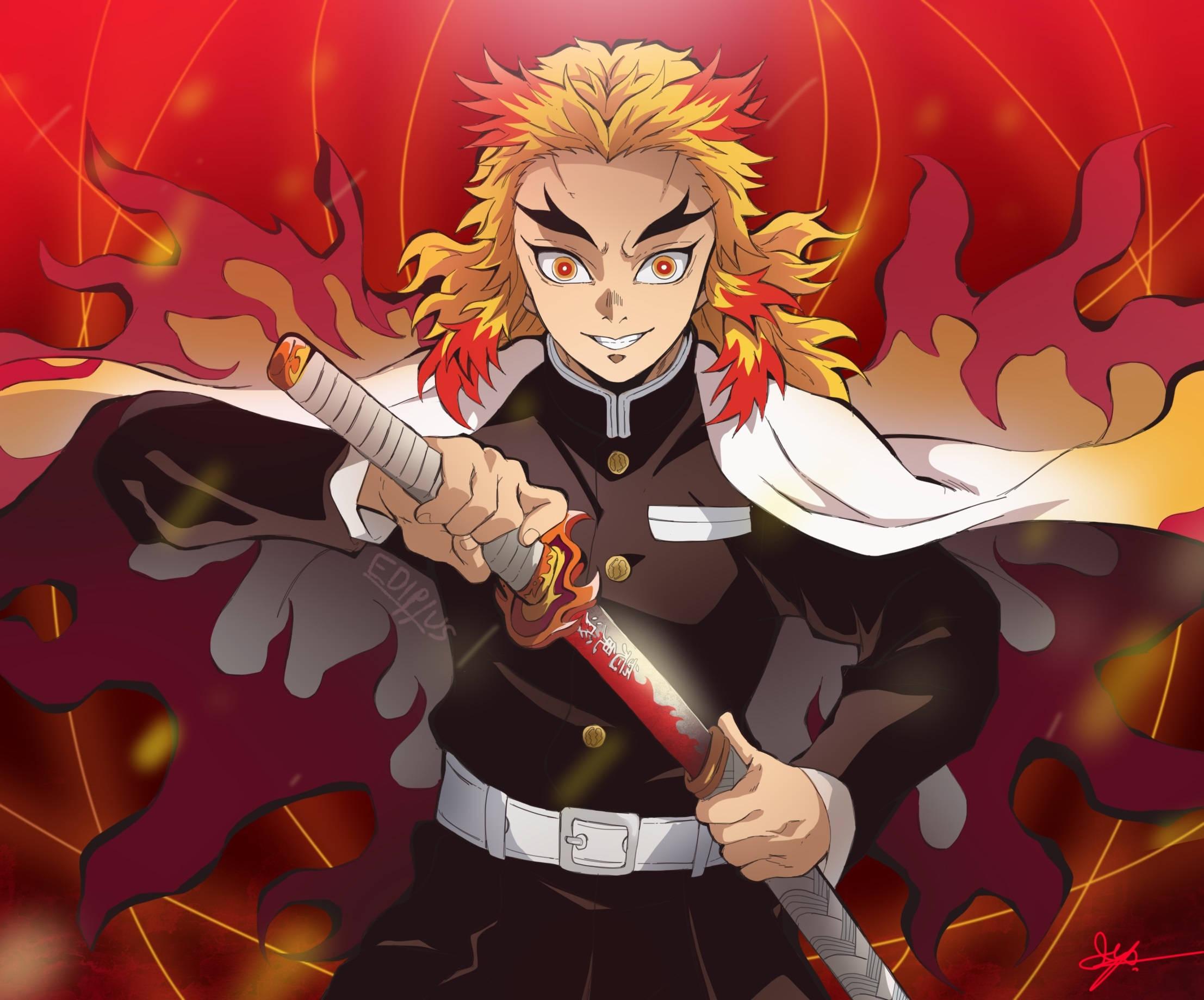 2214x1840 Download Kimetsu No Yaiba Kyojuro Rengoku HD Wallpaper