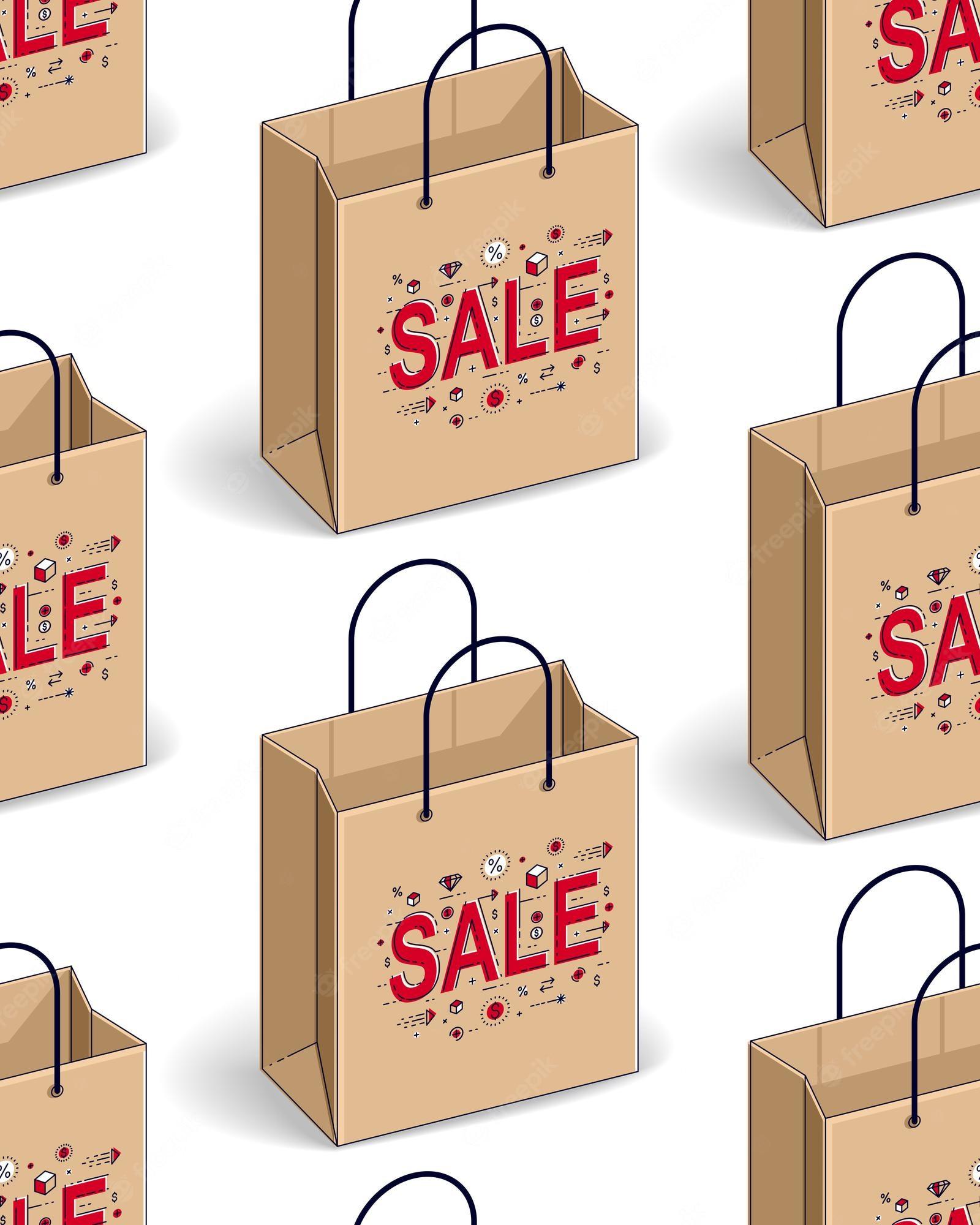 1600x2000 Premium Vector. Shopping bags seamless background, backdrop for marketplace or online shop website, seasonal sale clearance theme, vector wallpaper or web site background