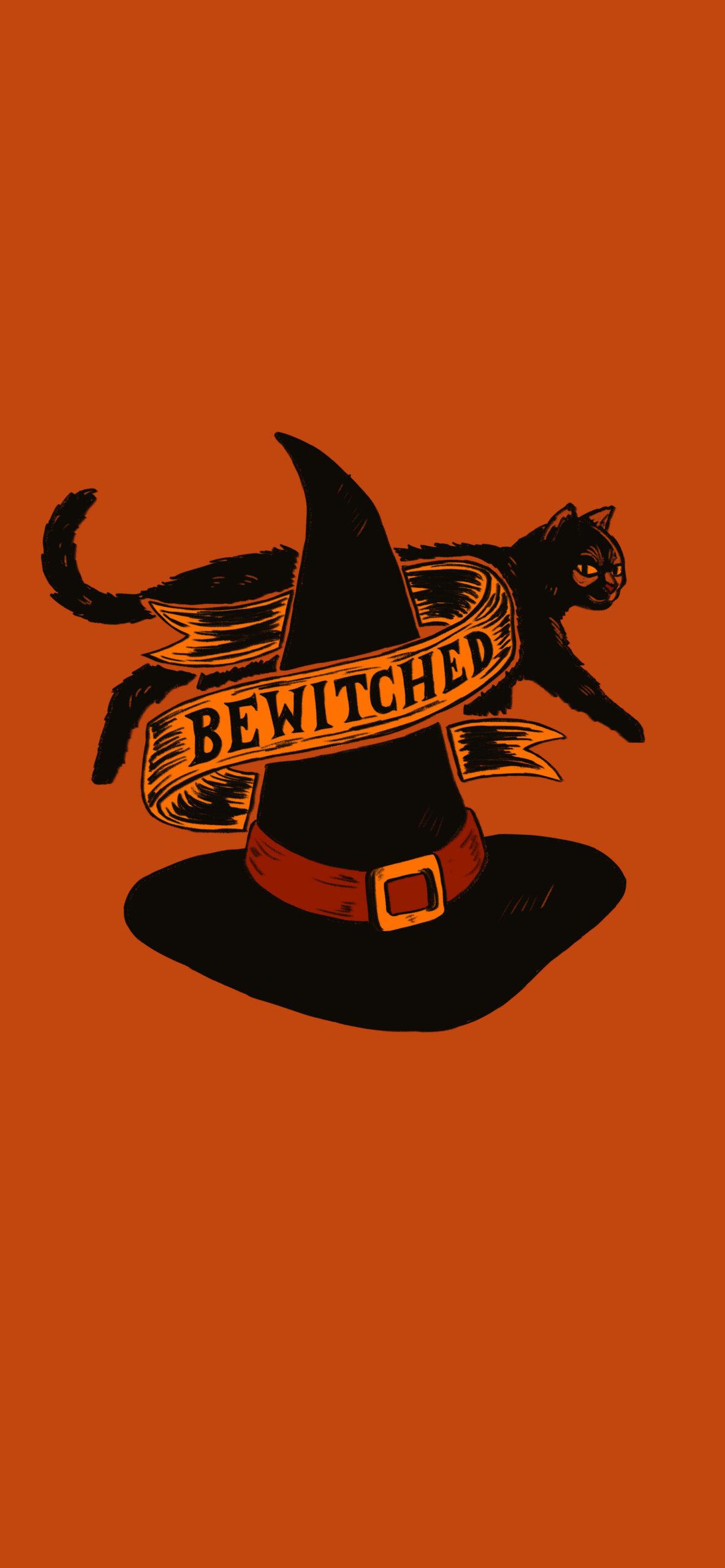1183x2560 Cat & Hat Halloween Wallpaper Aesthetic Wallpaper