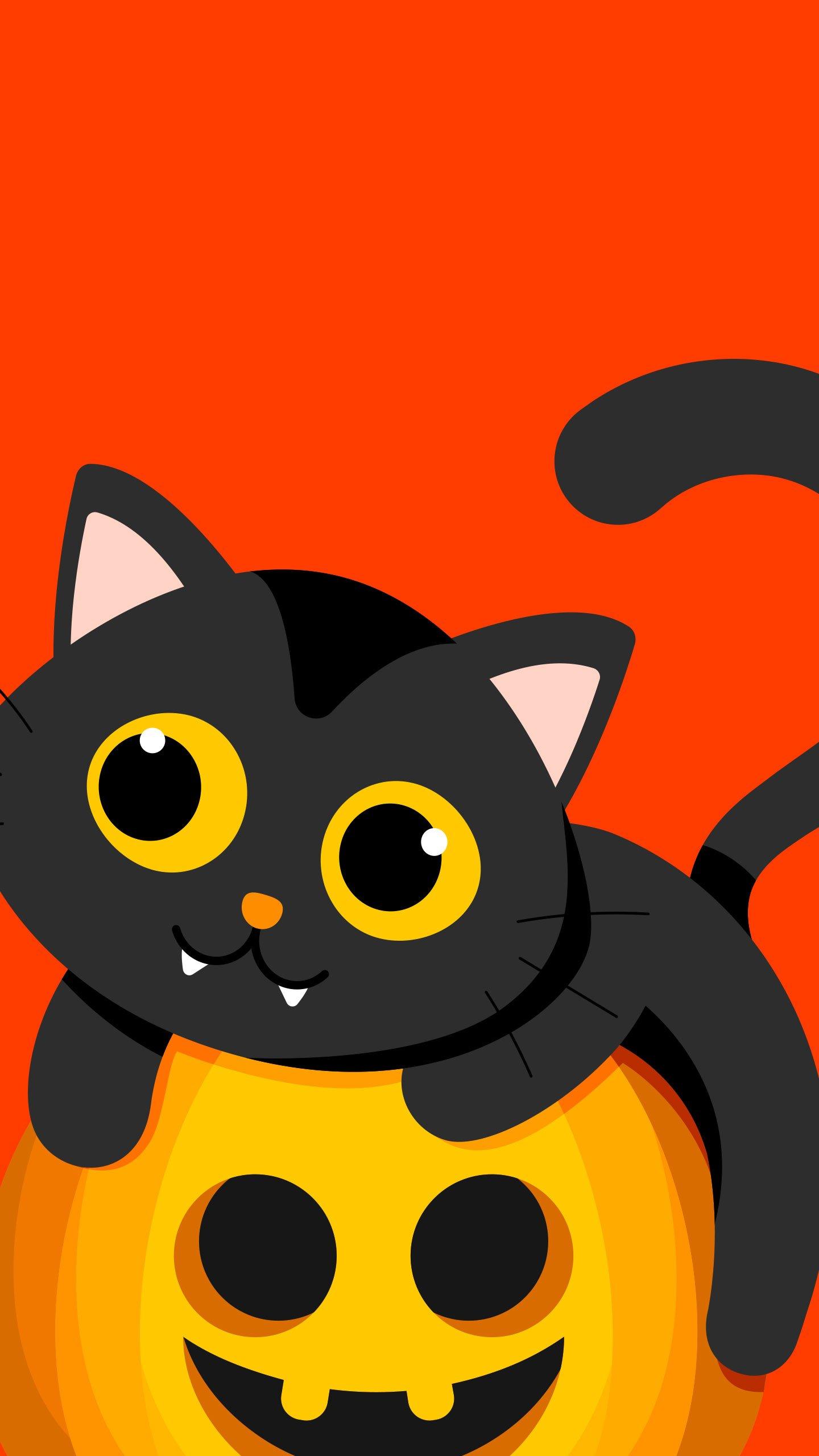 1440x2560 Cute Halloween Cats Wallpaper