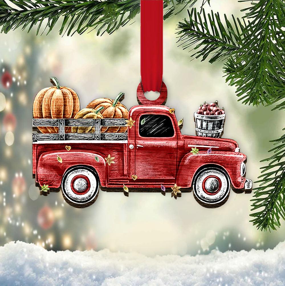 1000x1001 Autumn Red Truck Pumpkin For Autumn TTLZ1008004Y Wooden Ornament