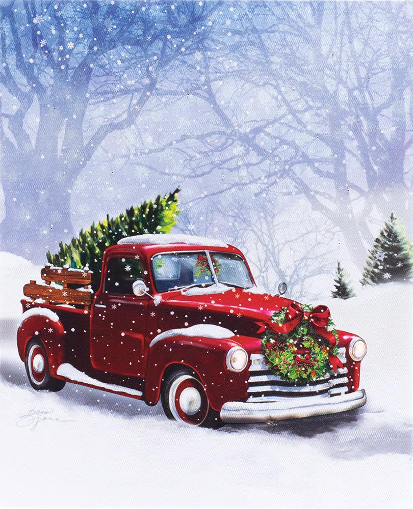 810x1000 Red Truck LED Lighted Canvas Art