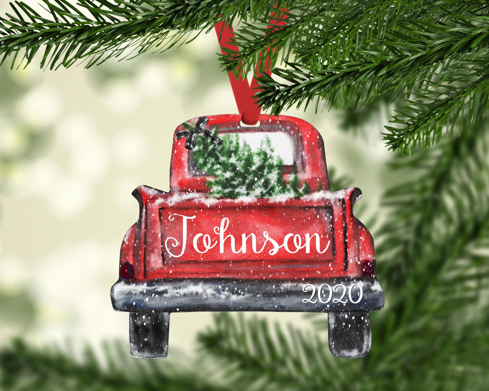 2000x1600 Personalized Truck Ornament With Last Name and Year