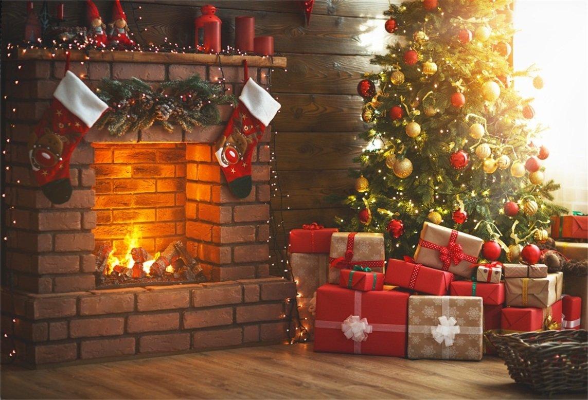 1143x778 AOFOTO 8x6ft Christmas Living Room Interior Decoration Backdrop New Year Tree Fireplace Xmas Gift Box Photography Background Holiday Festival Party Decor Photo Studio Props Vinyl Portrait Wallpaper : Everything Else