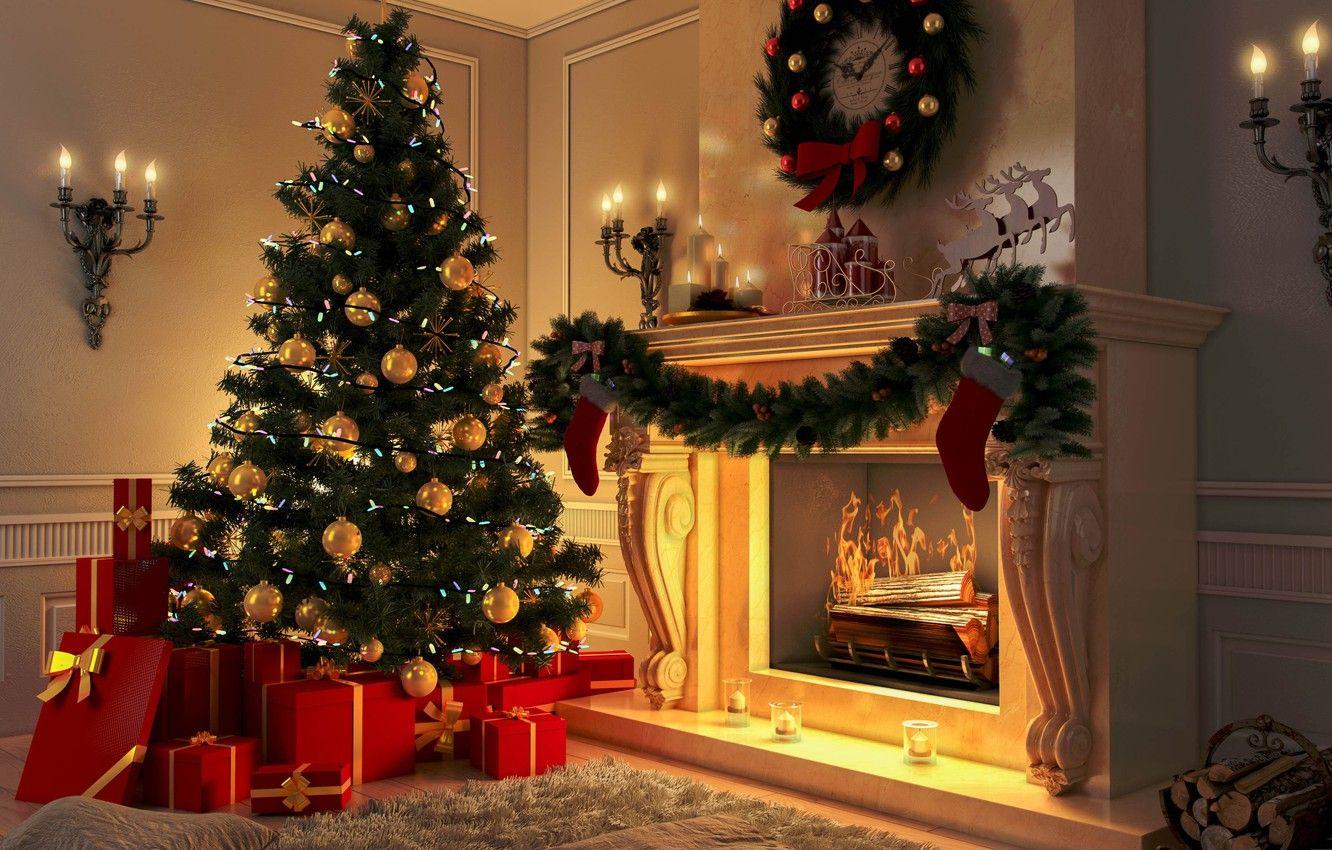 1332x850 Decorated Christmas Home Wallpaper