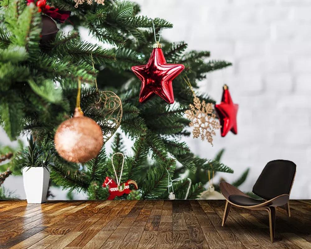 1000x800 Papel de parede Christmas tree decoration Holiday wallpaper mural, living room sofa TV wall bedroom wall papers home decor Home Improvement