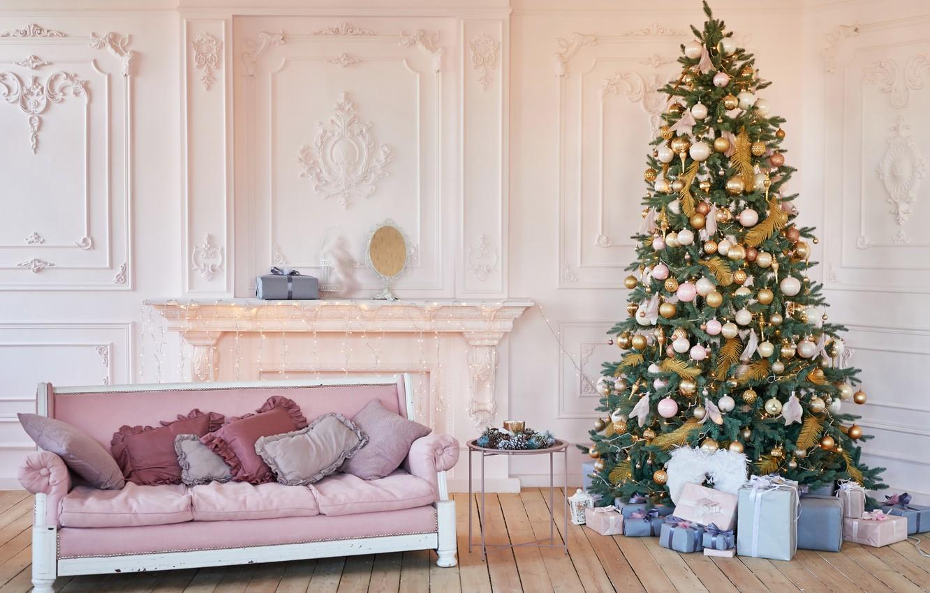 1332x850 Wallpaper house, holiday, tree, Christmas, gifts, decoration, living room, decor, Yarovoy Aleksandr image for desktop, section новый год