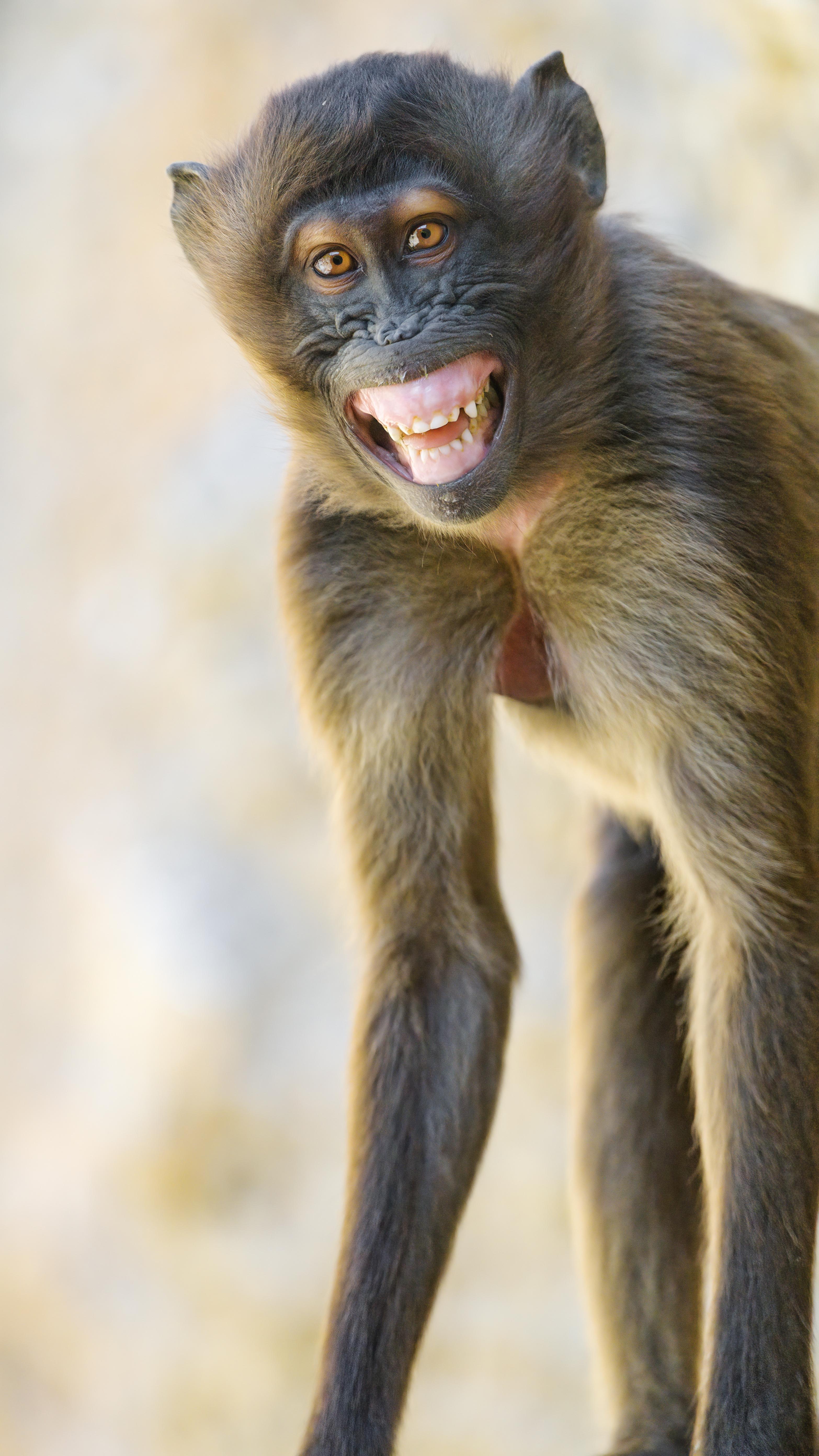 3132x5568 Download wallpaper 3132x5568 monkey, animal, glance, smile, funny, positive HD background