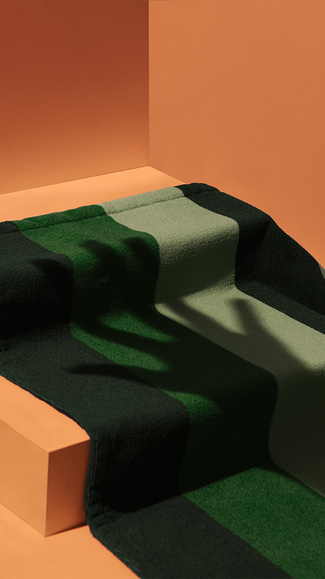 1242x2208 iPhone X wallpaper. interior abstract orange green tower pattern background
