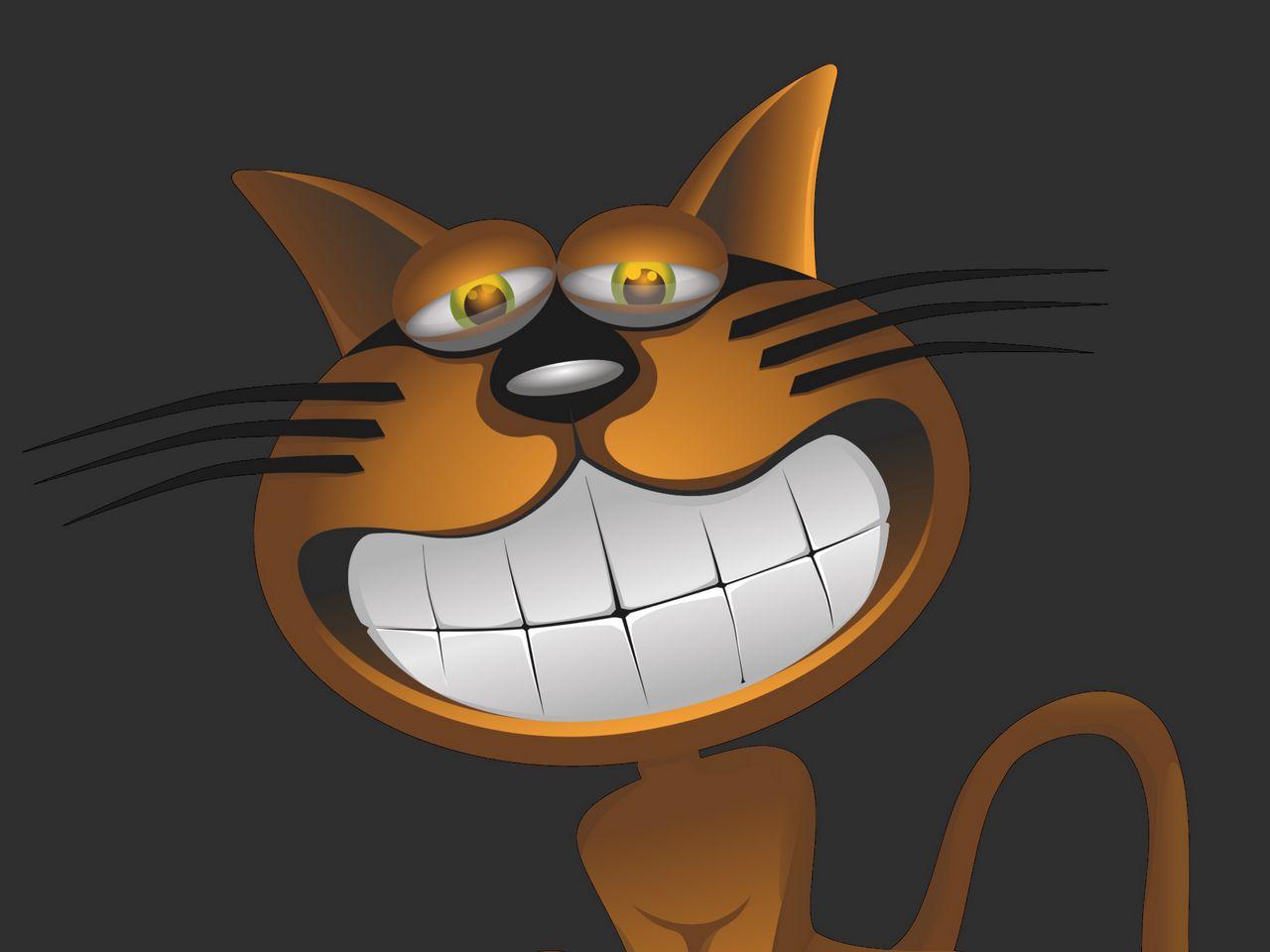1280x960 Download wallpaper 1280x960 cat, smile, funny, caricature standard 4:3 HD background