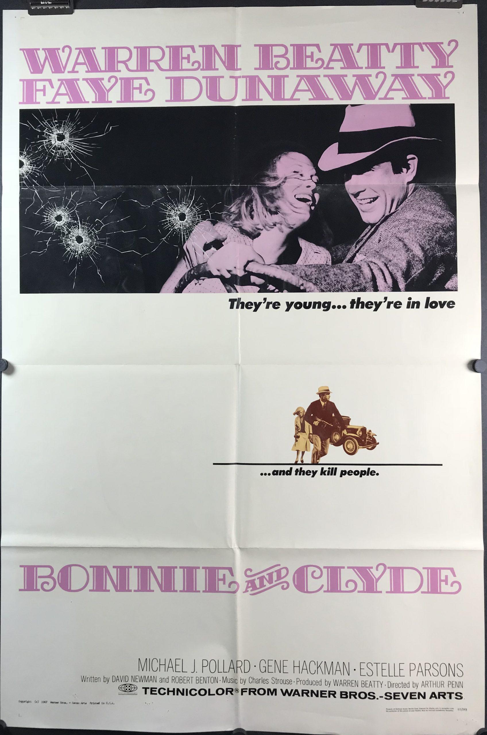 1696x2560 BONNIE AND CLYDE, Original Warren Beatty and Faye Dunaway Movie Poster