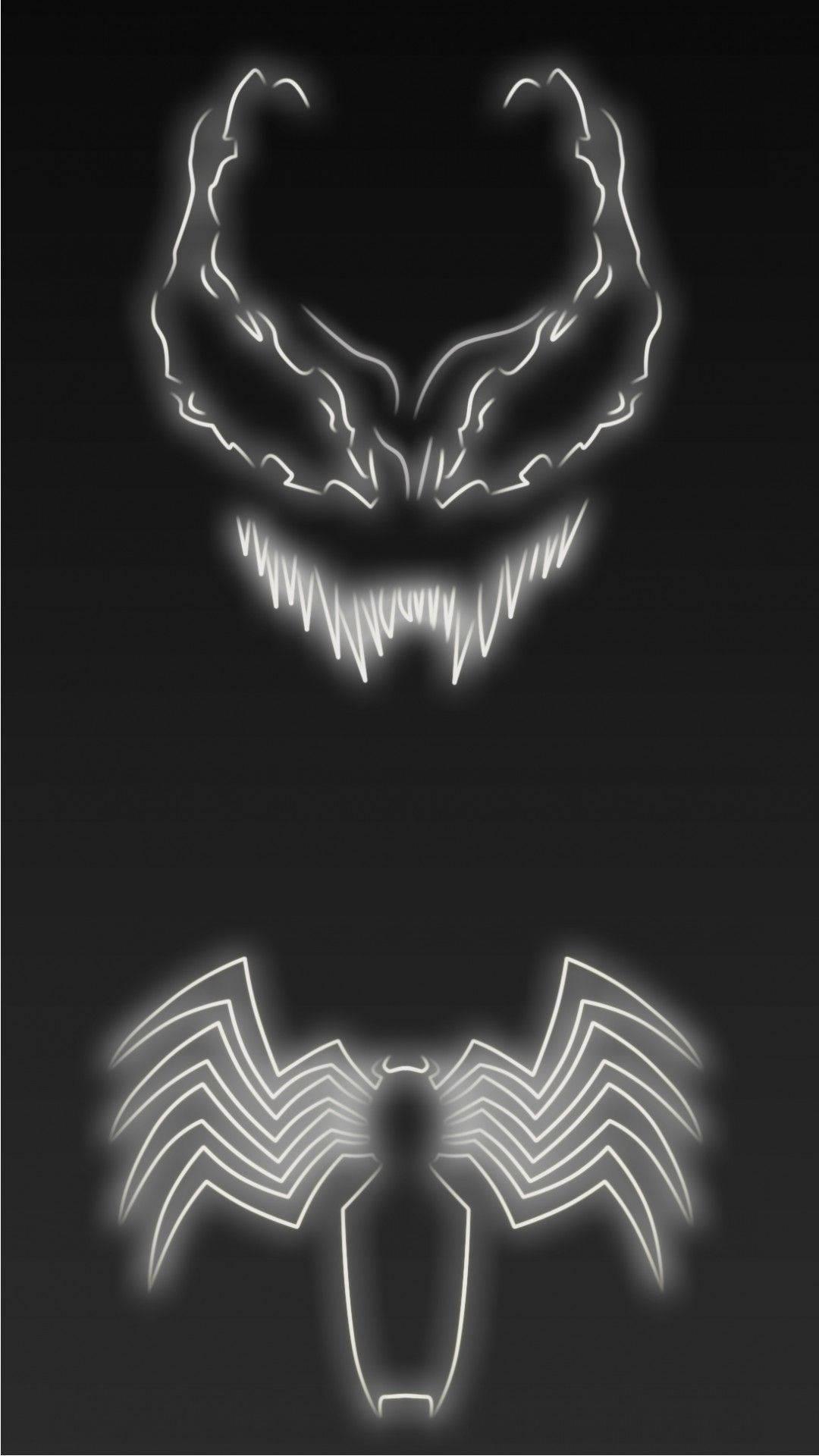 1080x1920 Download Neon White Venom Logos Wallpaper