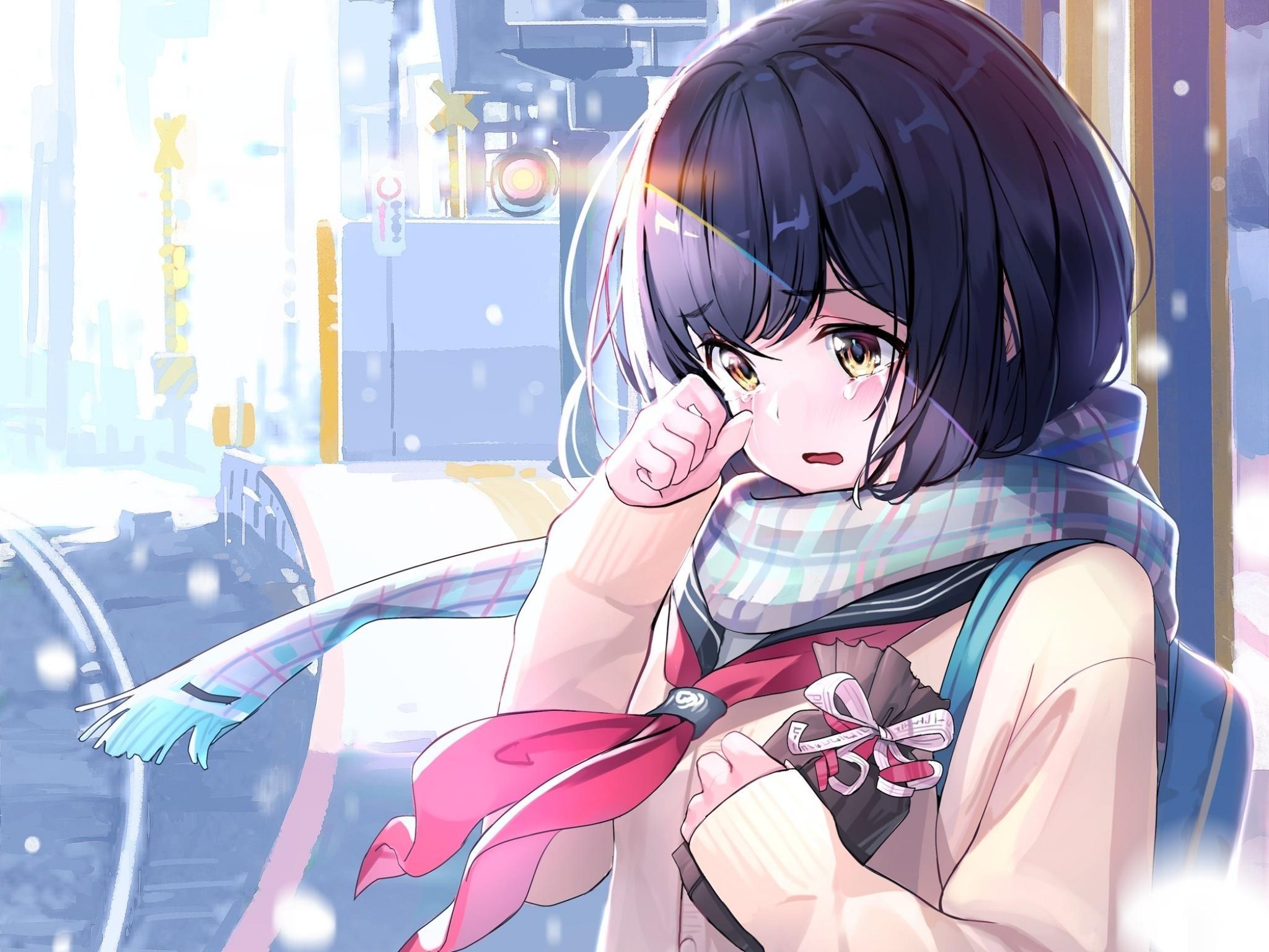 2048x1536 Heart Broken Anime Girl Wallpaper