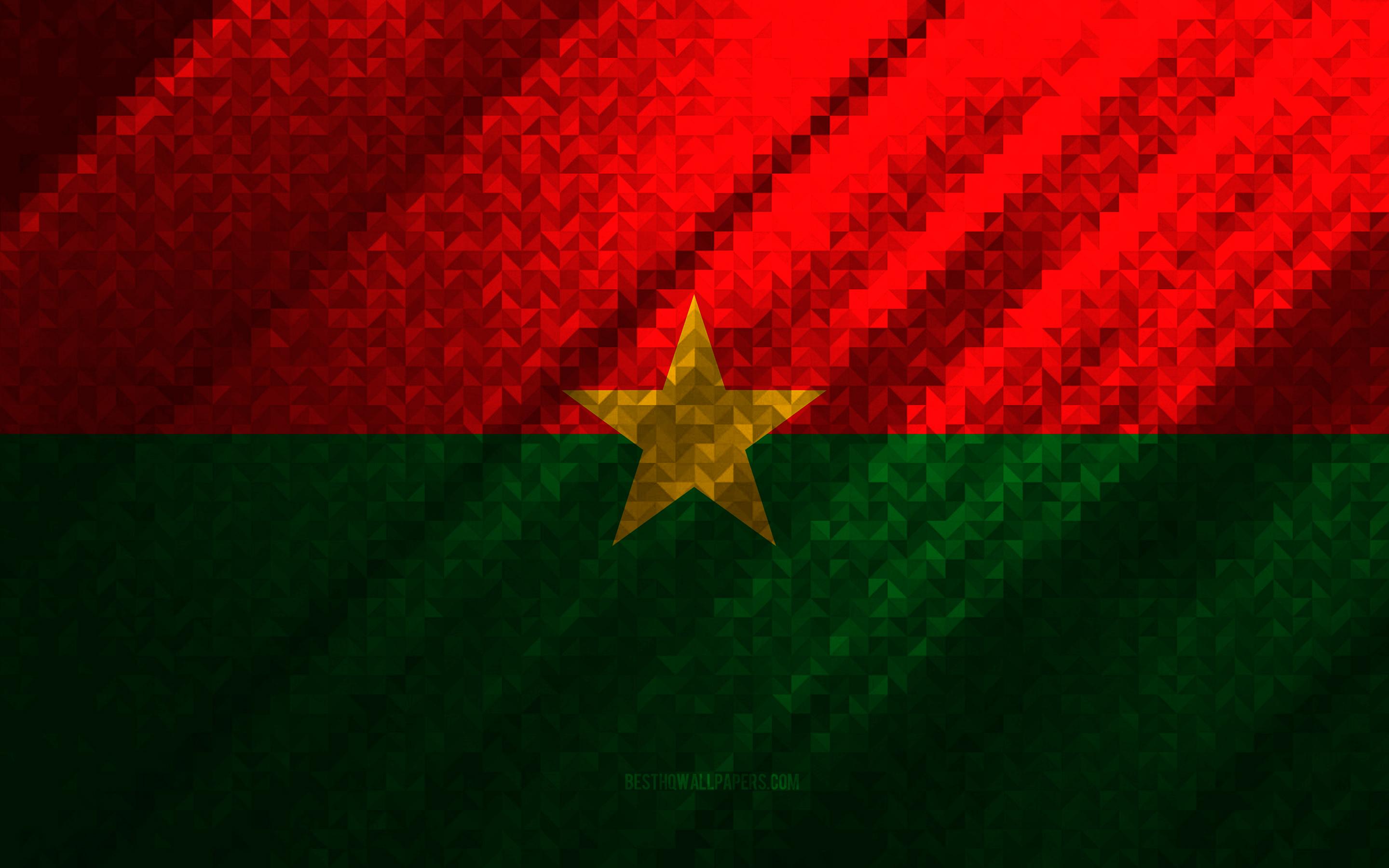 2880x1800 Download wallpaper Flag of Burkina Faso, multicolored abstraction, Burkina Faso mosaic flag, Burkina Faso, mosaic art, Burkina Faso flag for desktop with resolution 2880x1800. High Quality HD picture wallpaper