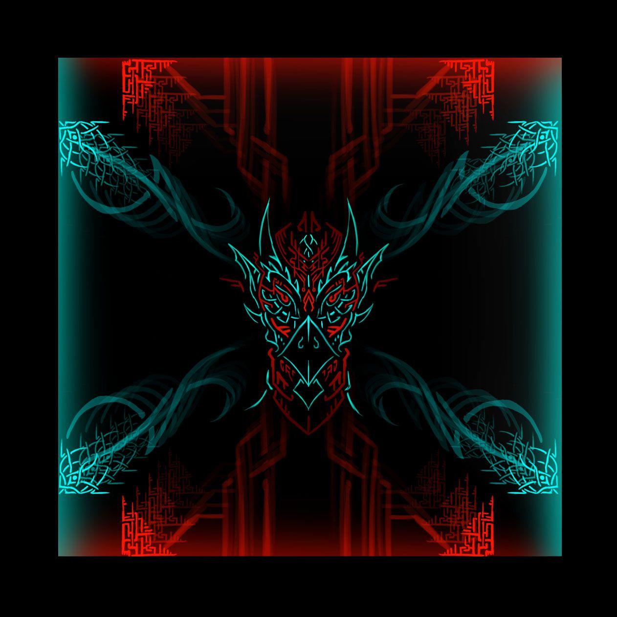 1262x1262 Cyber tribal dragon wallpaper thing: iPad edition!