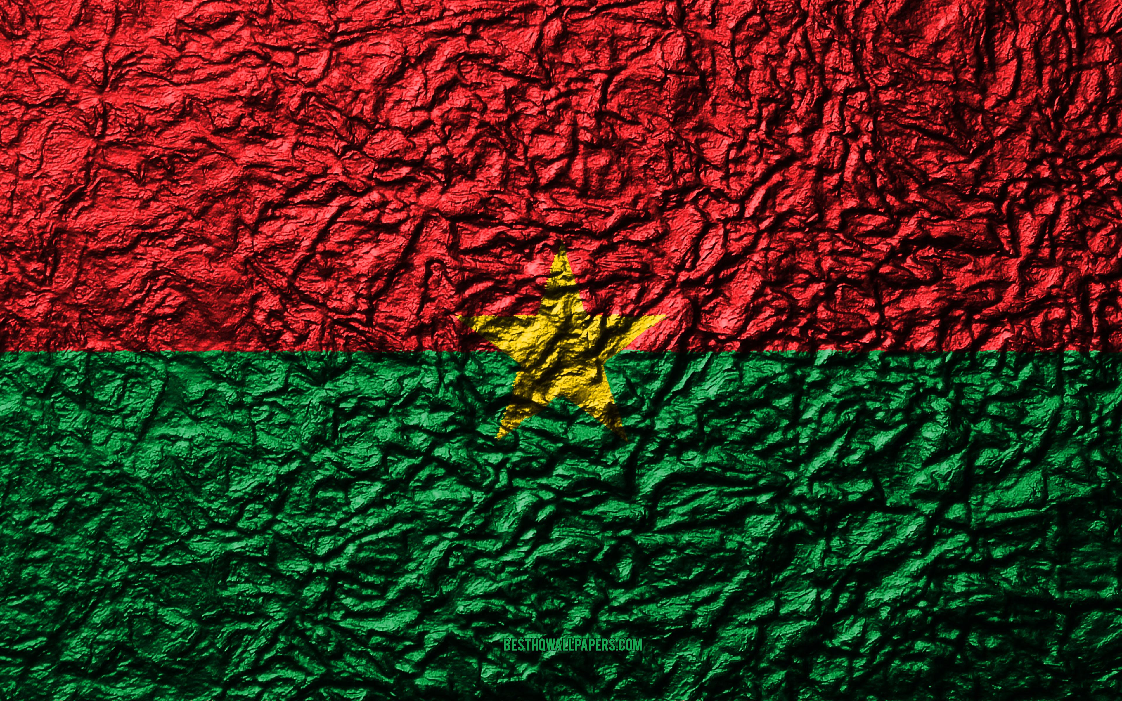 3840x2400 Download wallpaper Flag of Burkina Faso, 4k, stone texture, waves texture, Burkina Faso flag, national symbol, Burkina Faso, Africa, stone background for desktop with resolution 3840x2400. High Quality HD picture wallpaper