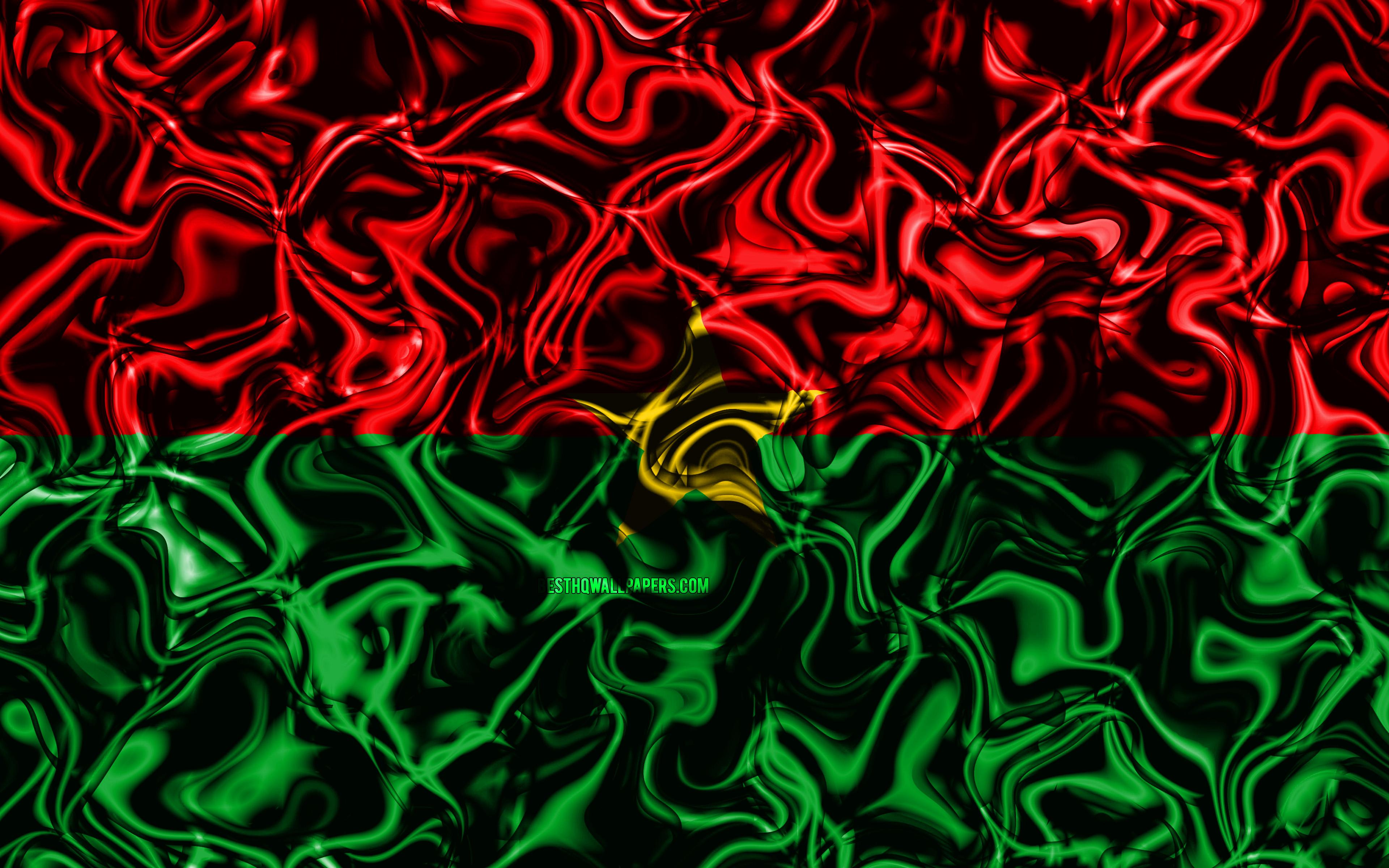 3840x2400 Download wallpaper 4k, Flag of Burkina Faso, abstract smoke, Africa, national symbols, Burkina Faso flag, 3D art, Burkina Faso 3D flag, creative, African countries, Burkina Faso for desktop with resolution 3840x2400. High