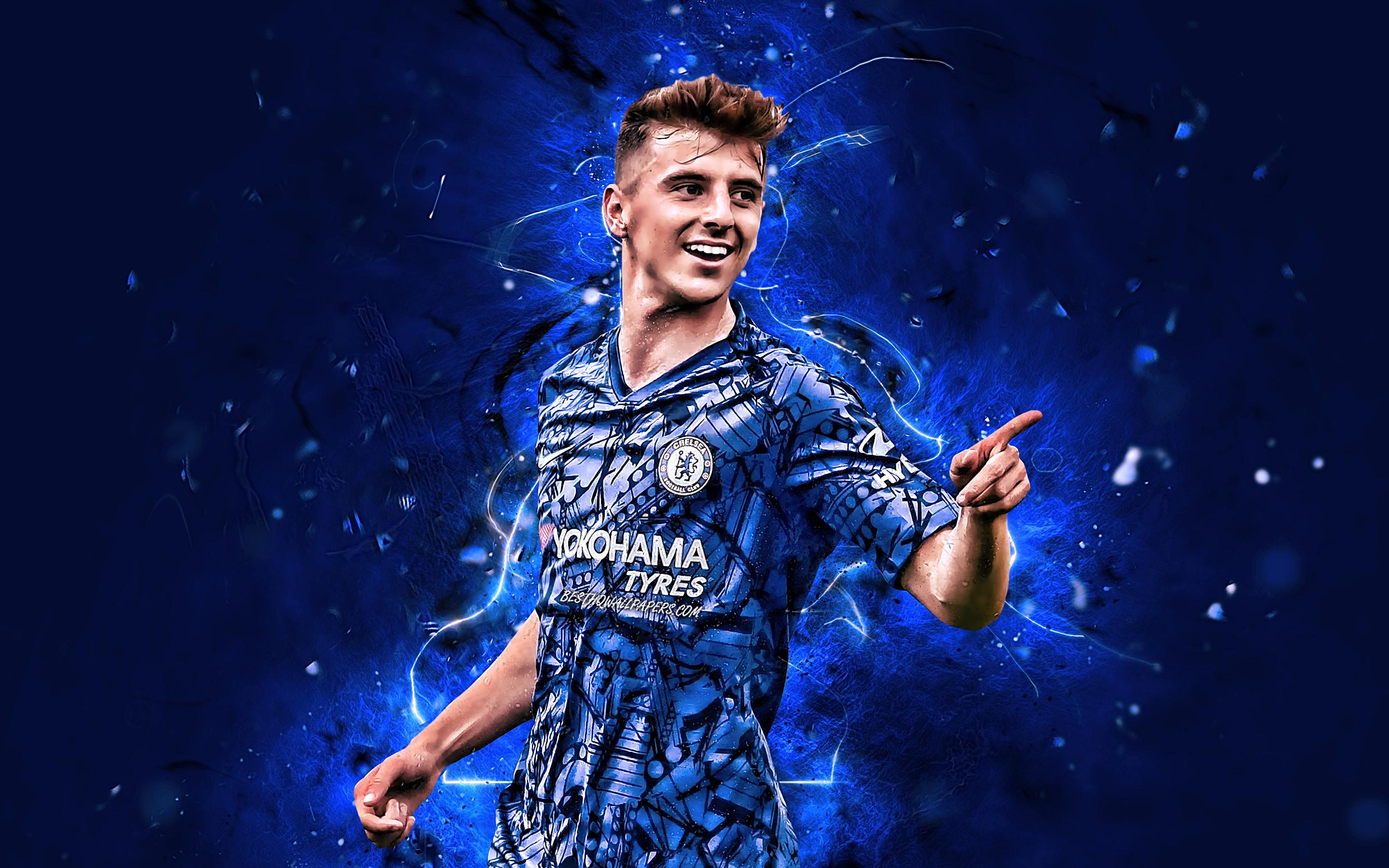 2880x1800 Download wallpaper Mason Mount, Chelsea FC, english footballers, Premier League, soccer, Mount Chelsea, football, neon lights, England for desktop with resolution 2880x1800. High Quality HD picture wallpaper