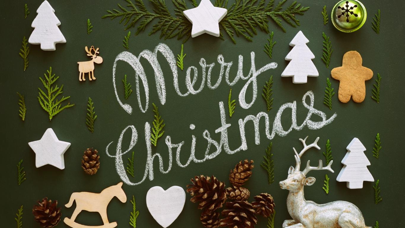 1366x768 Merry Christmas Wallpaper 4K, Preppy Christmas, Celebrations Christmas