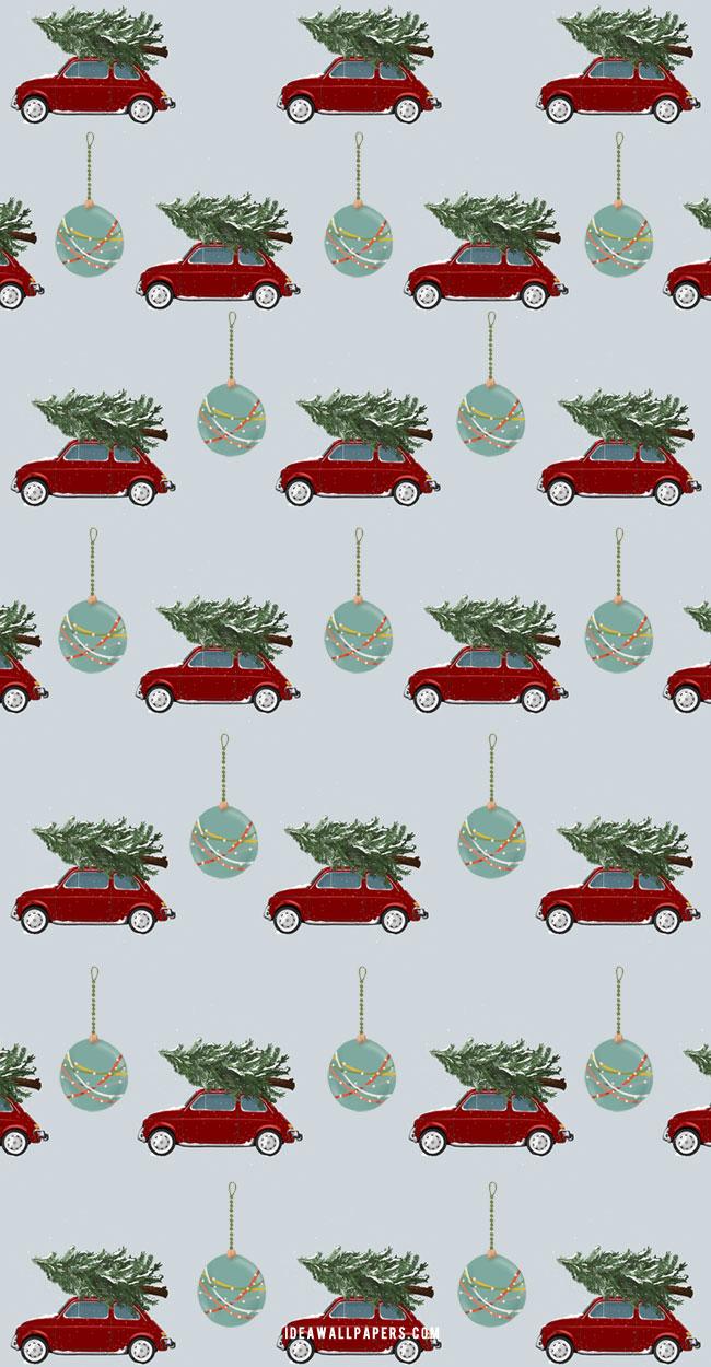 650x1250 Cute Christmas Wallpaper Ideas for Phones : Bauble & Car Wallpaper