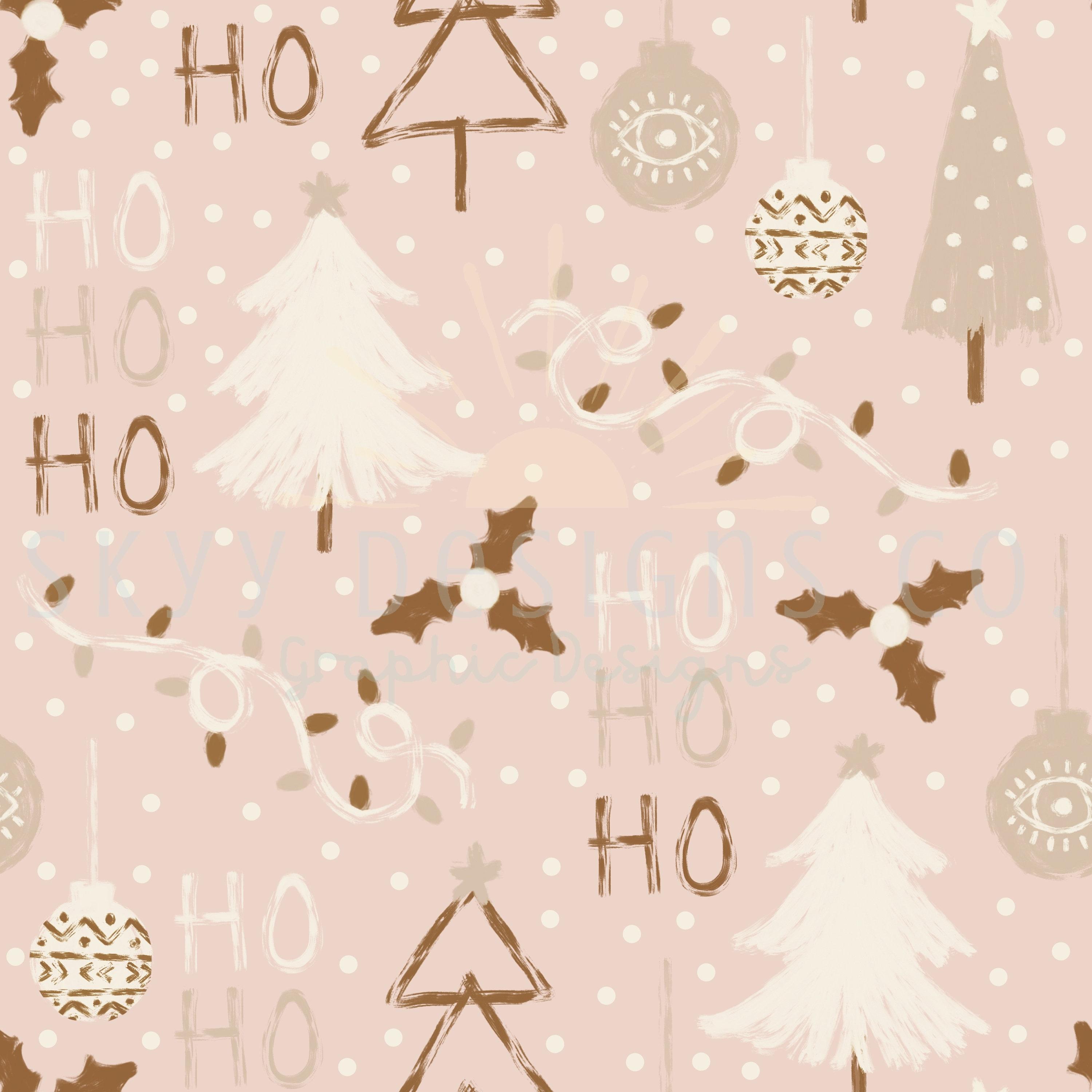 3000x3000 Boho Christmas Trees Neutral Digital Seamless Pattern for