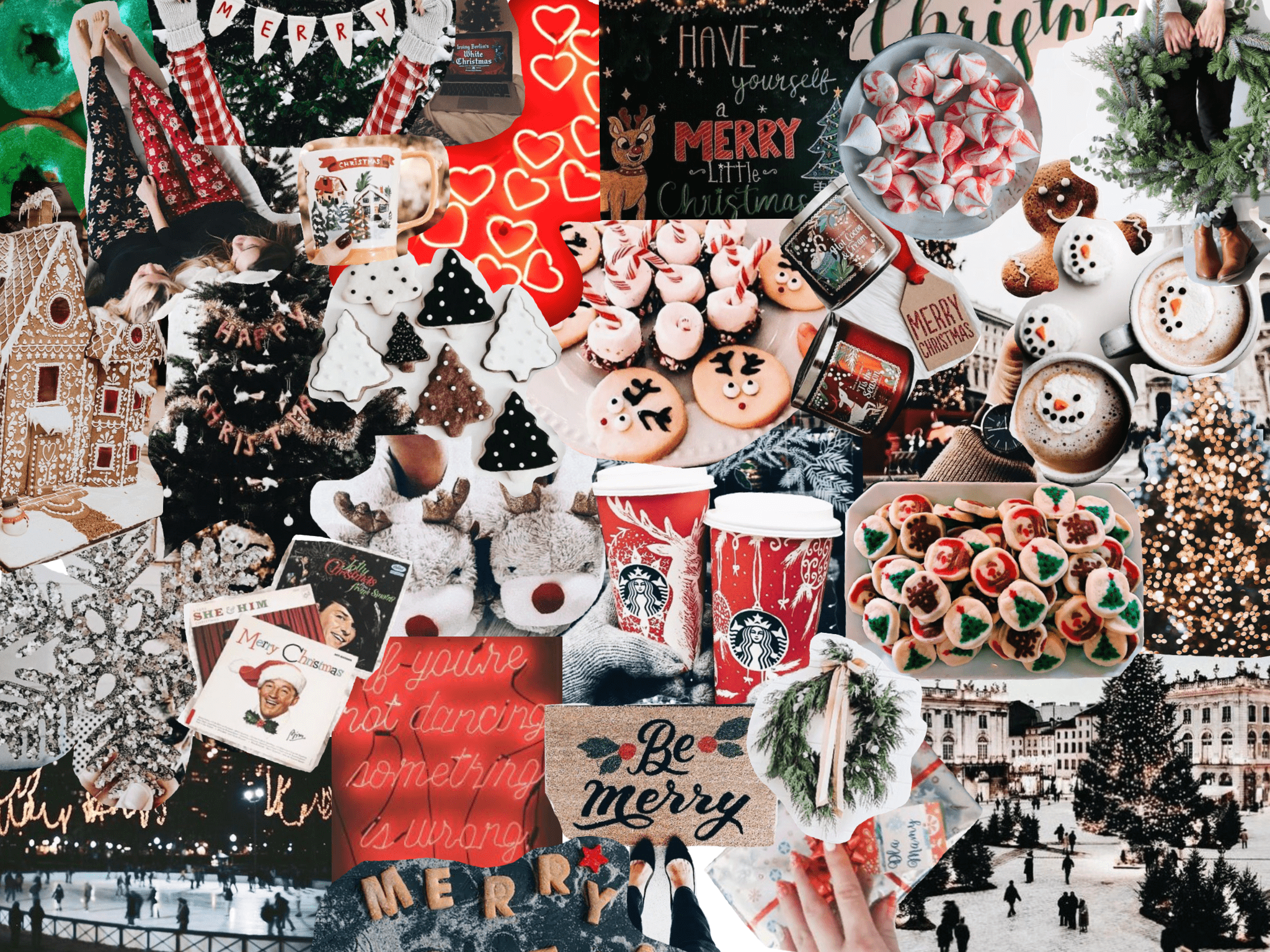 2048x1536 Aesthetic Christmas Collage Desktop Wallpaper