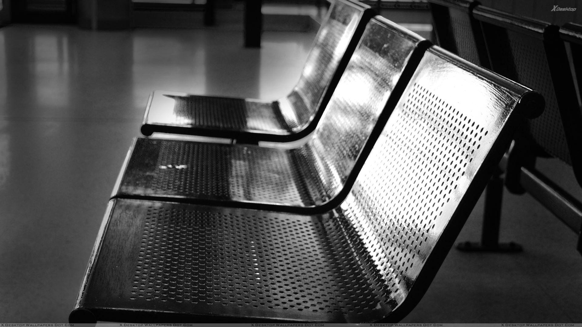 1920x1080 Black And White Chairs In Bank Wallpaper