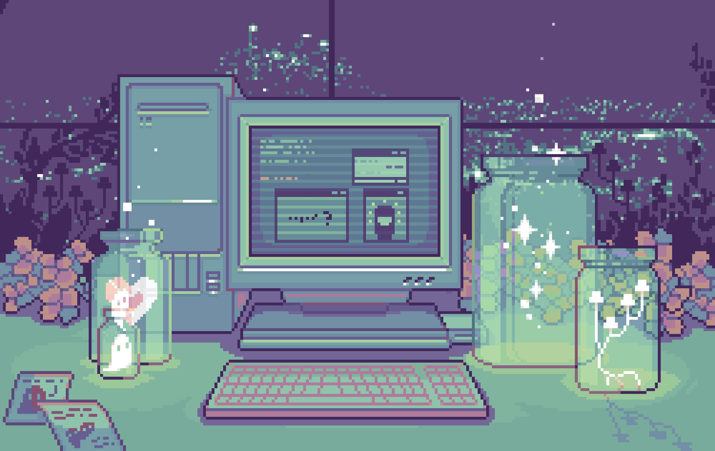 1400x884 Down the color wheel with Merrigo. Pixel art background, Computer wallpaper desktop wallpaper, Pixel art