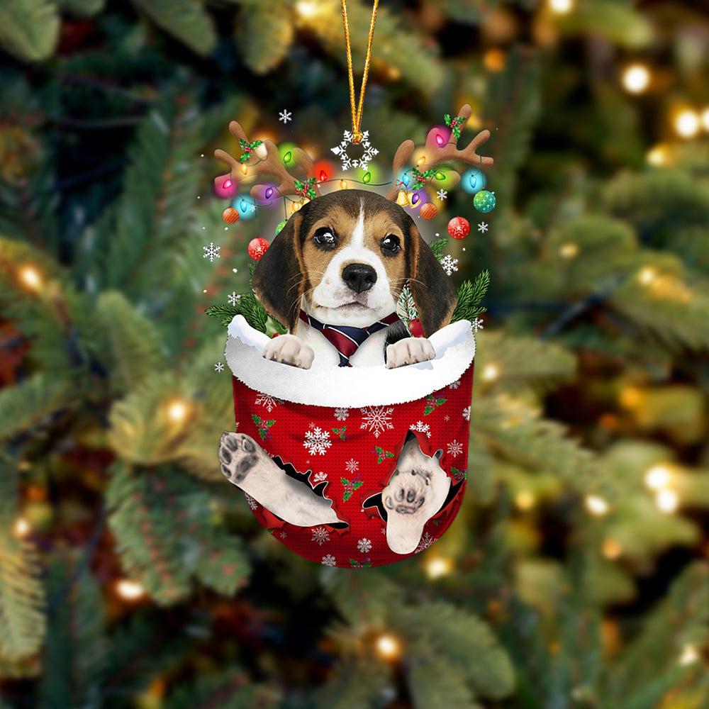 1000x1000 Beagle In Snow Pocket Christmas Ornament Flat Acrylic Dog Ornament