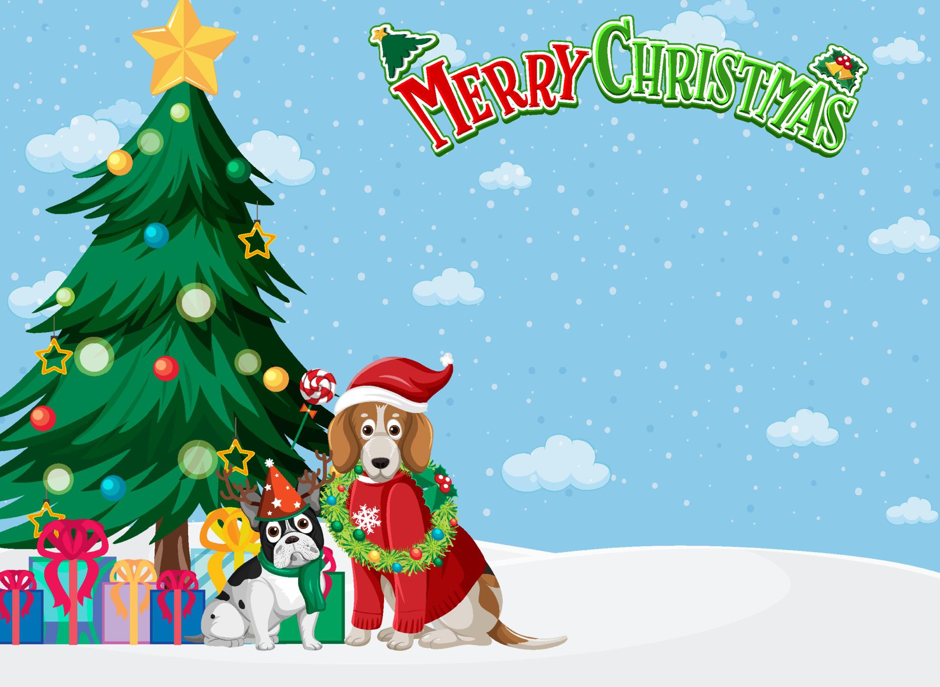1920x1405 Merry Christmas background template with Beagle dog