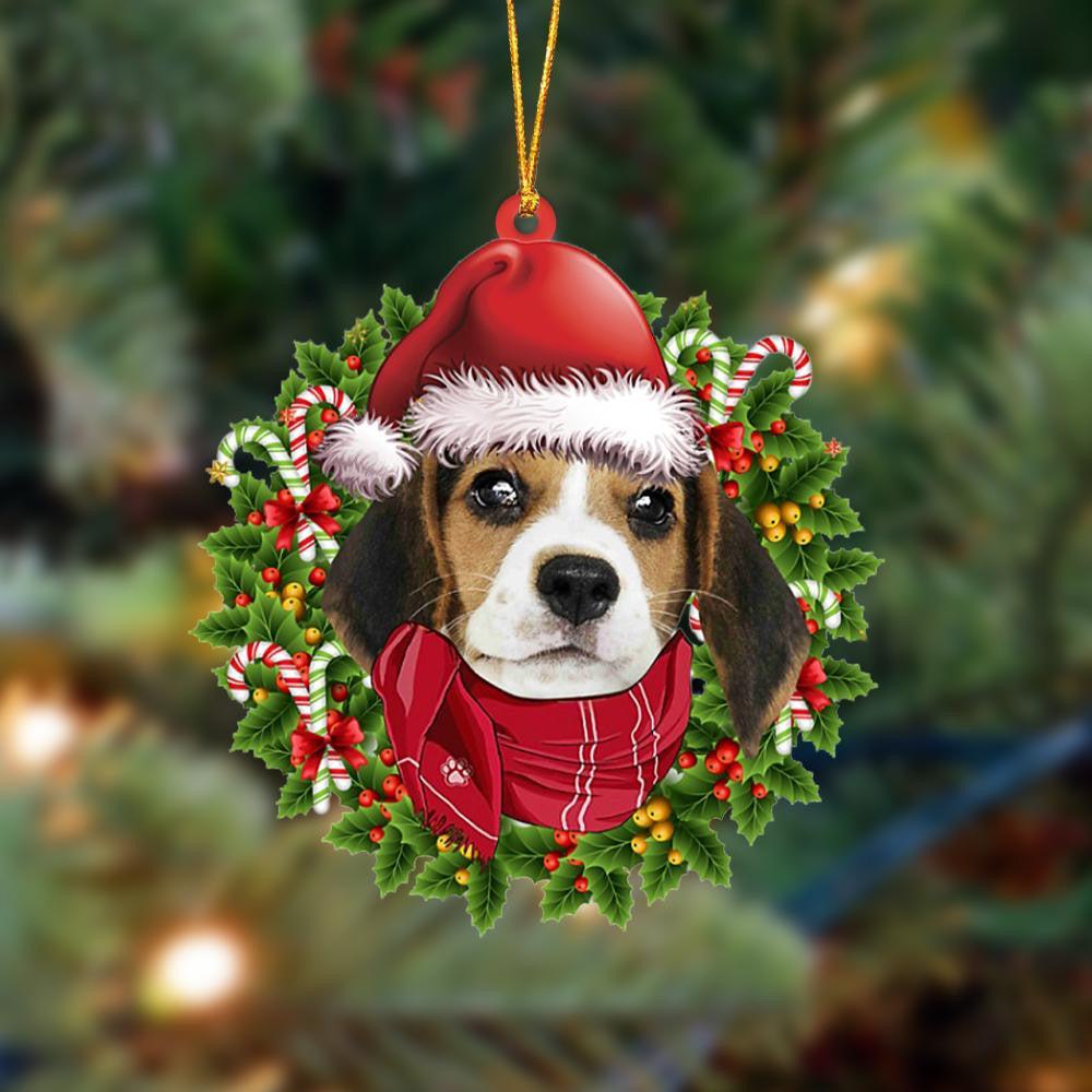 1000x1000 Beagle Xmas Bandana Hanging Christmas Plastic Hanging Ornament