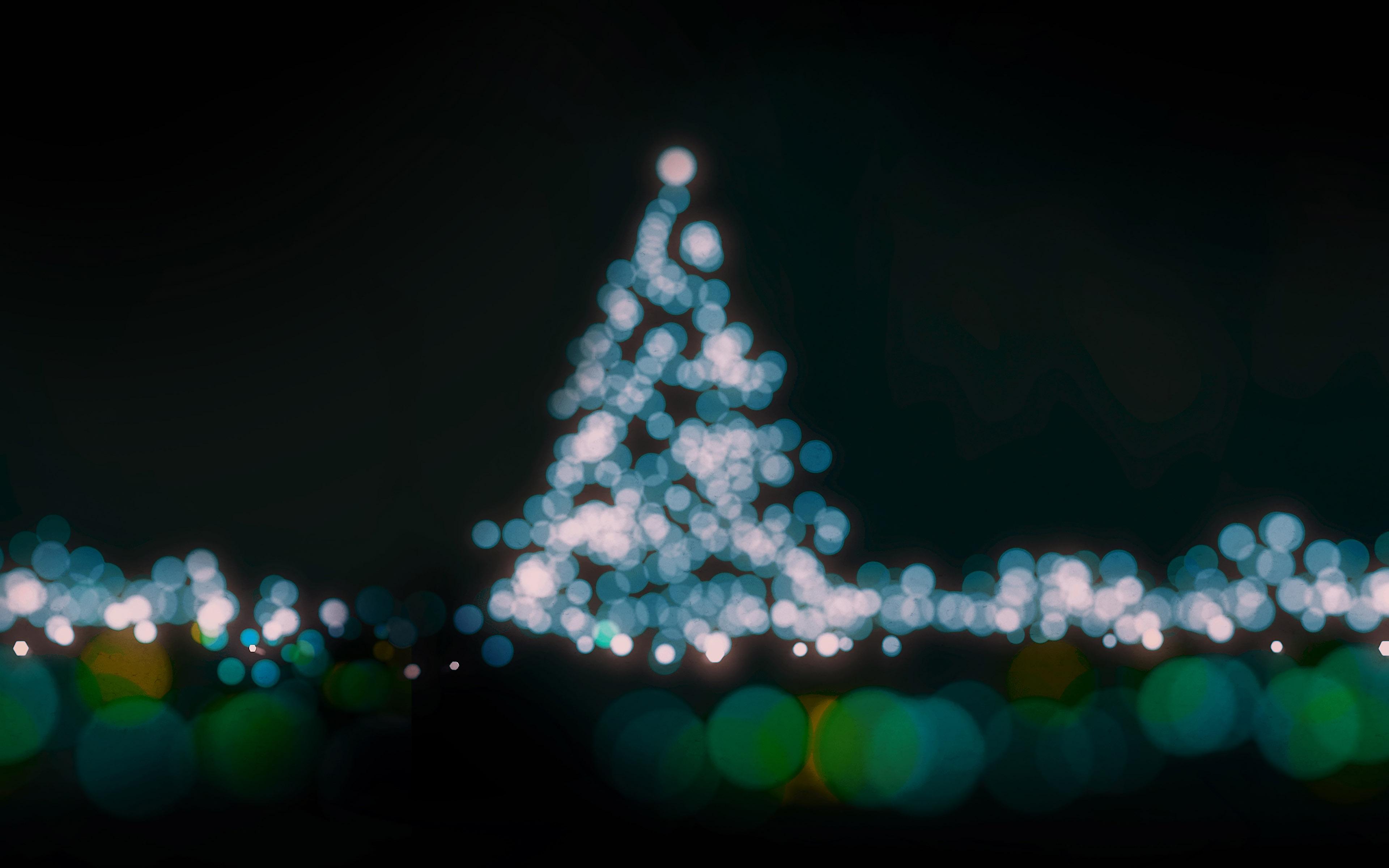 3840x2400 wallpaper for desktop, laptop. christmas lights bokeh blue love dark night