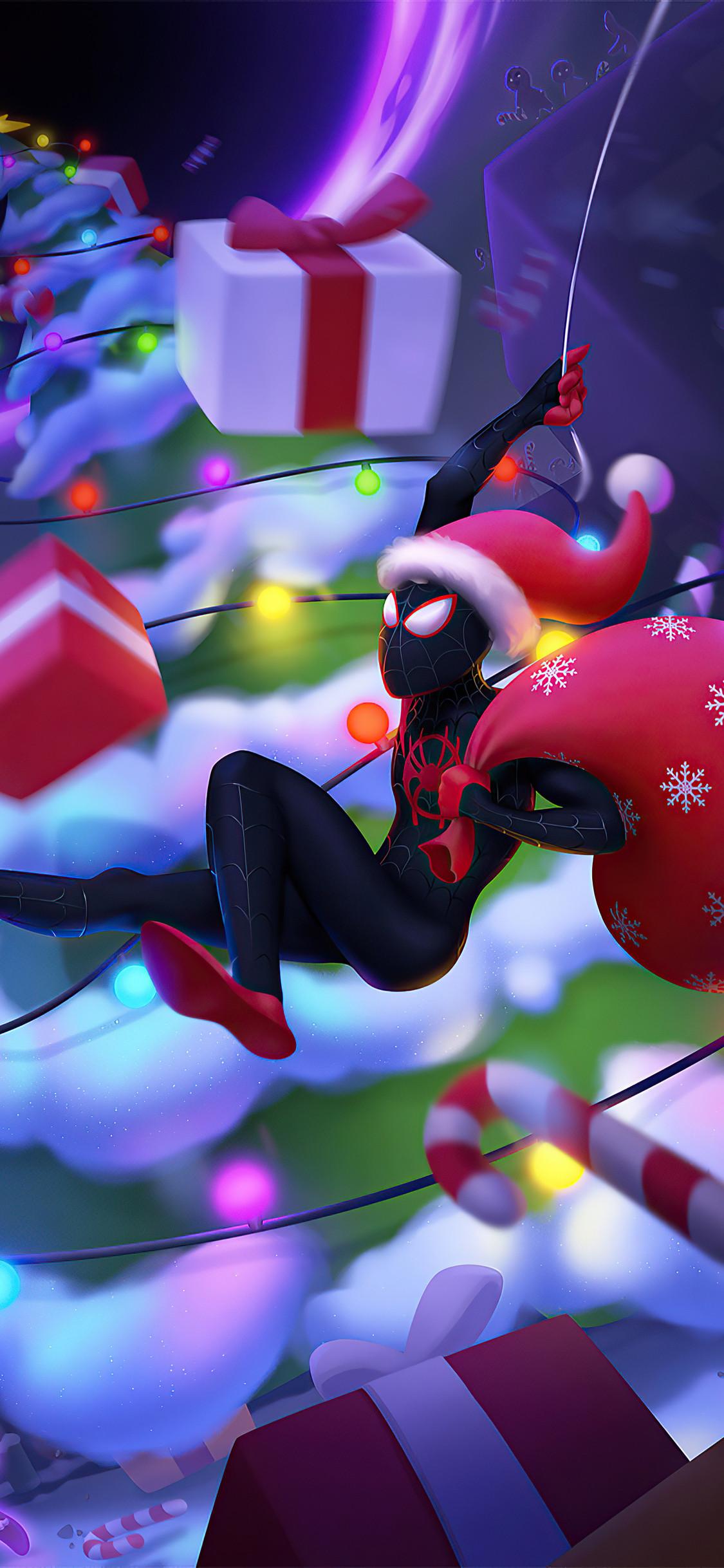 1125x2436 Spider Man Christmas 4k iPhone XS, iPhone iPhone X HD 4k Wallpaper, Image, Background, Photo and Picture