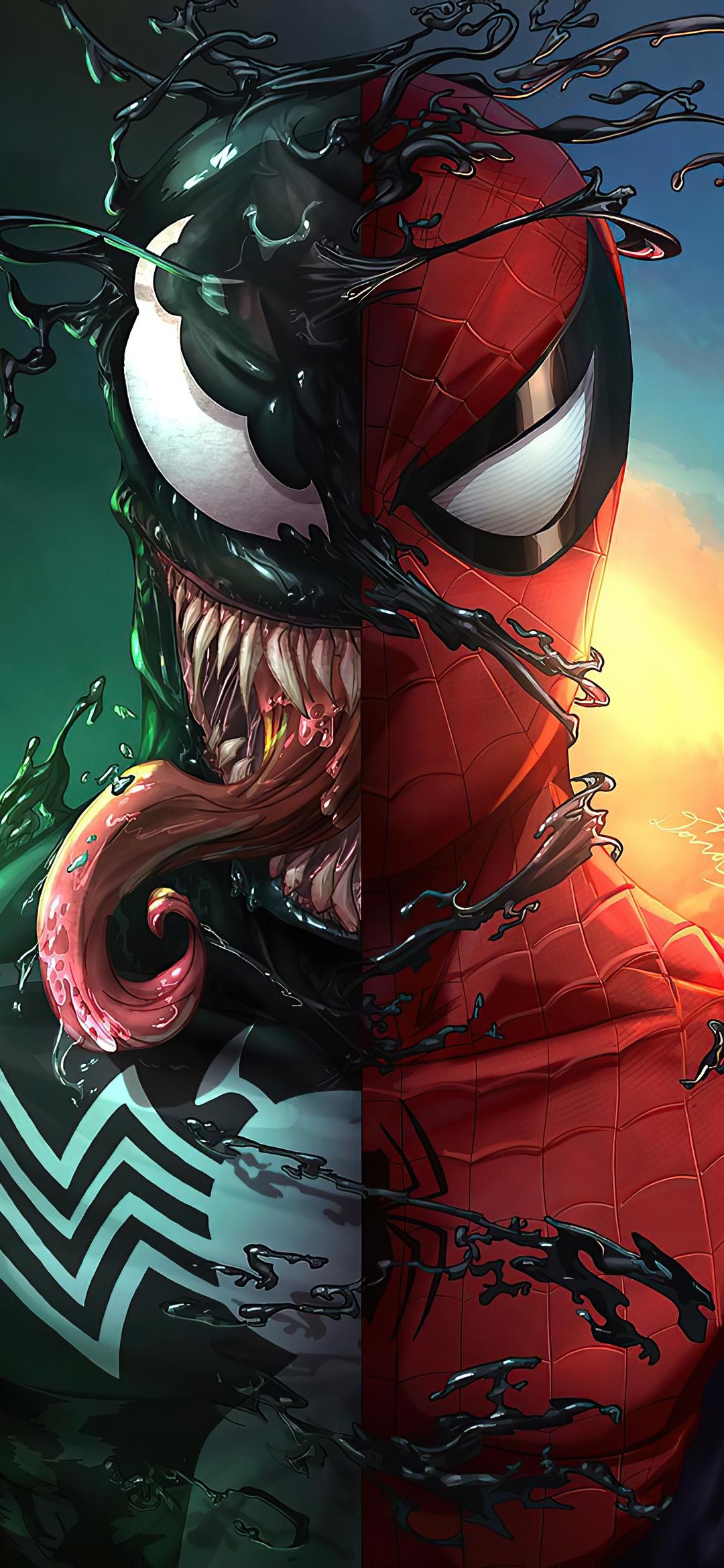 1080x2340 VENOM VS. SPIDER MAN WALLPAPER