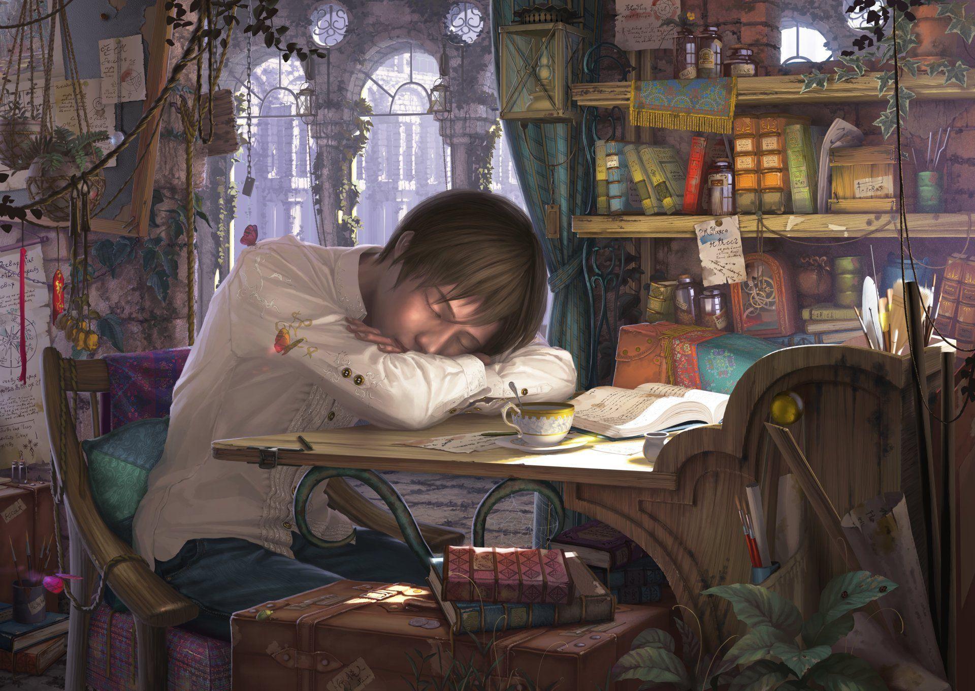 1920x1360 Sleeping Boy Anime Wallpaper