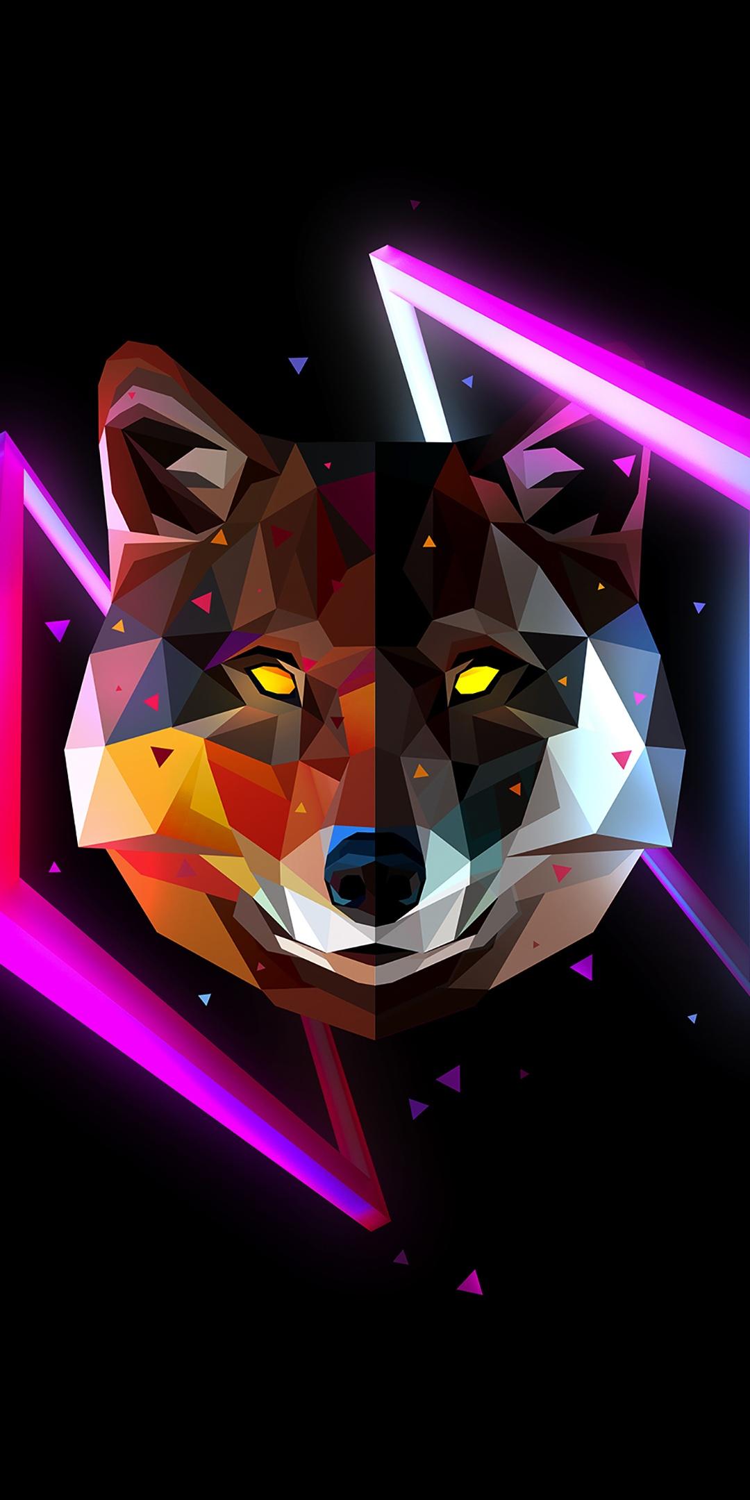 1080x2160 Wolf Wallpaper 4K, Wild, Low poly, Artwork, Graphics CGI