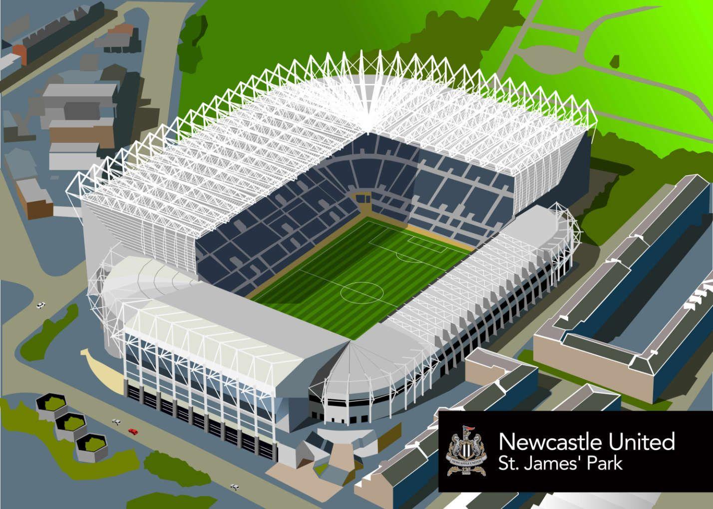 1428x1020 Newcastle United St.James' Park Stadium. Estadio futebol, Futebol, Urbanismo