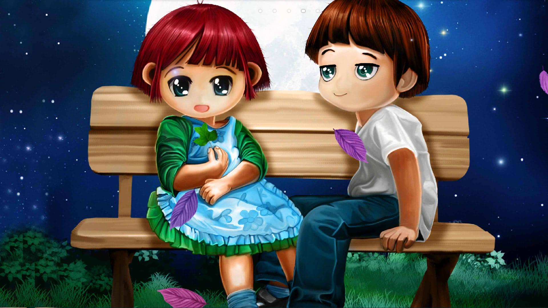 1920x1080 Download Cartoon 3D Love Couple Wallpaper