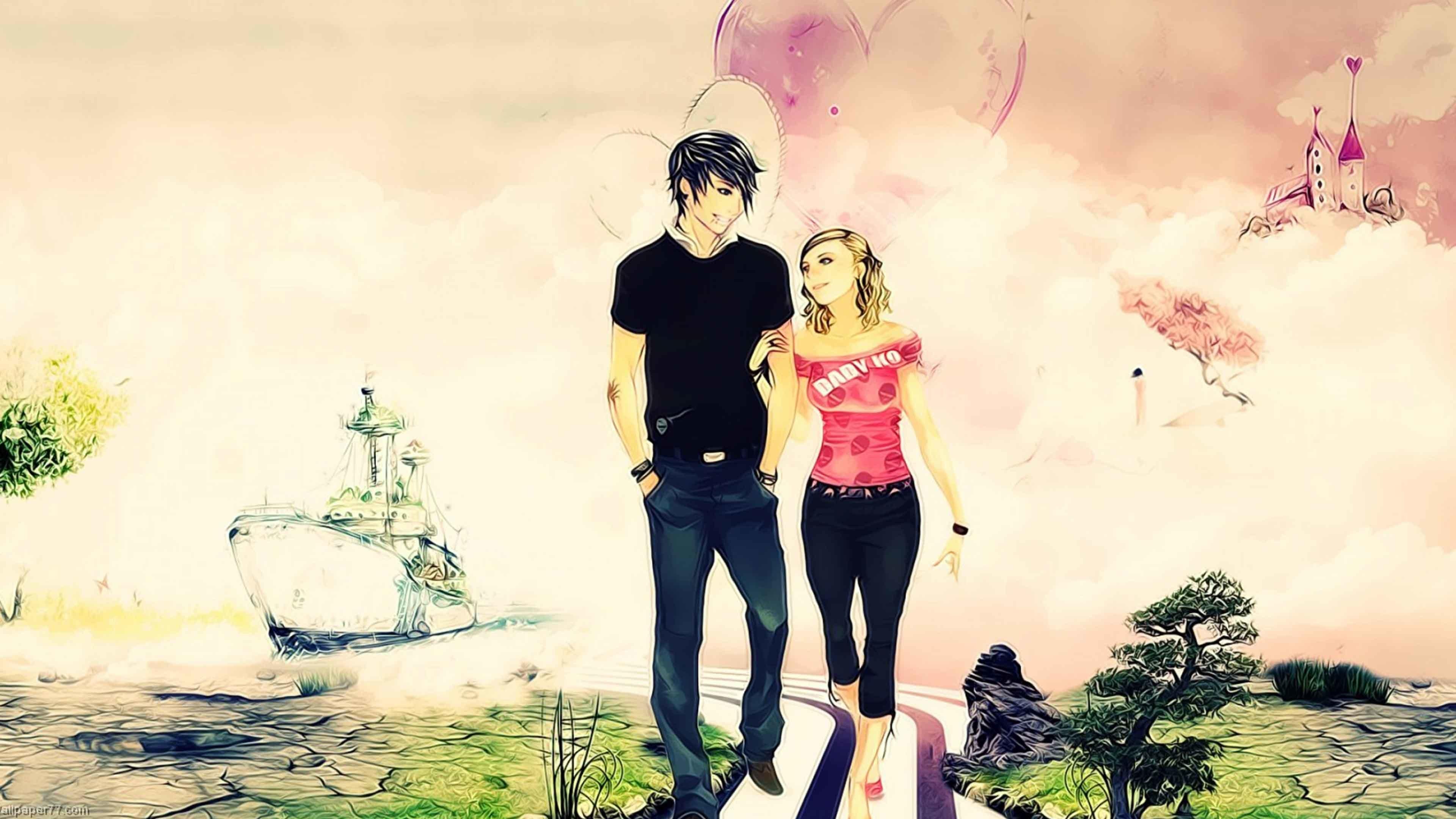 3840x2160 Love Cartoon Wallpaper