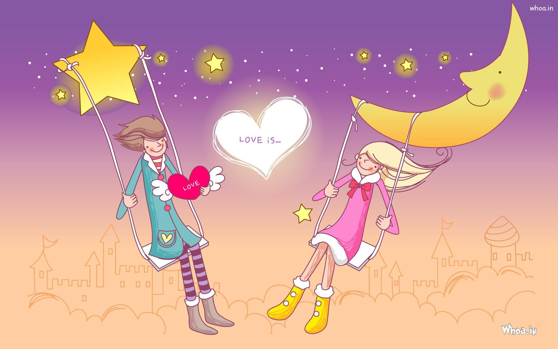 1920x1200 Cartoon Love Couple HD Wallpaper