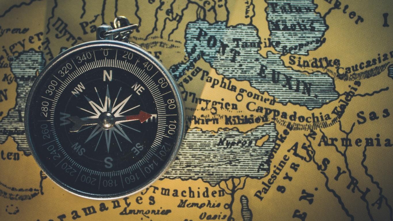 1366x768 compass, map, travel desktop PC and Mac wallpaper