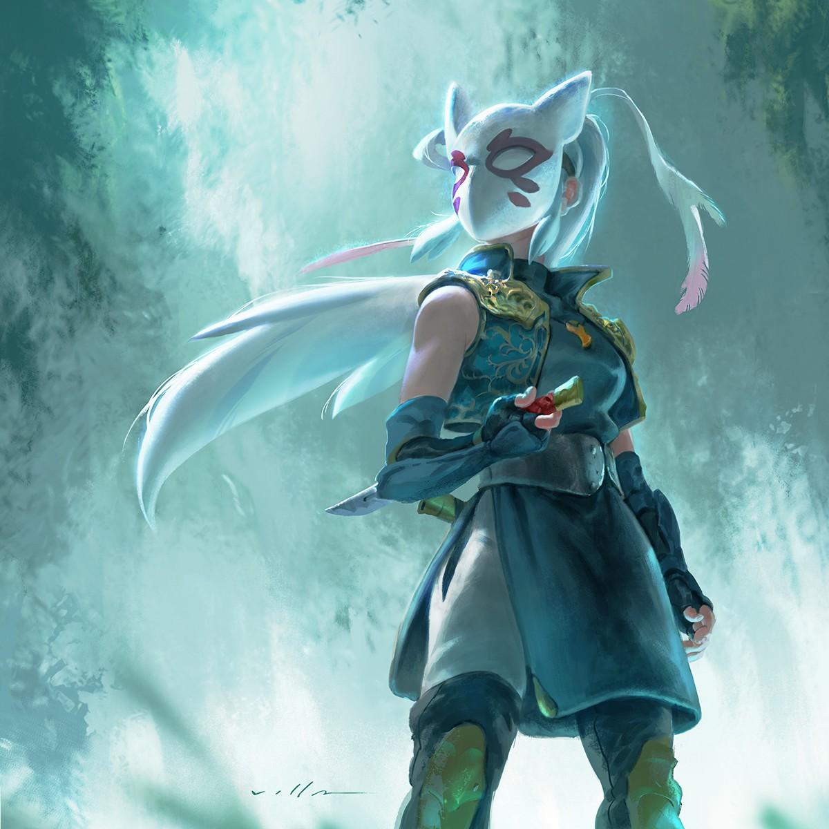 1200x1200 fantasy art, Ninja, Mask Wallpaper HD / Desktop and Mobile Background