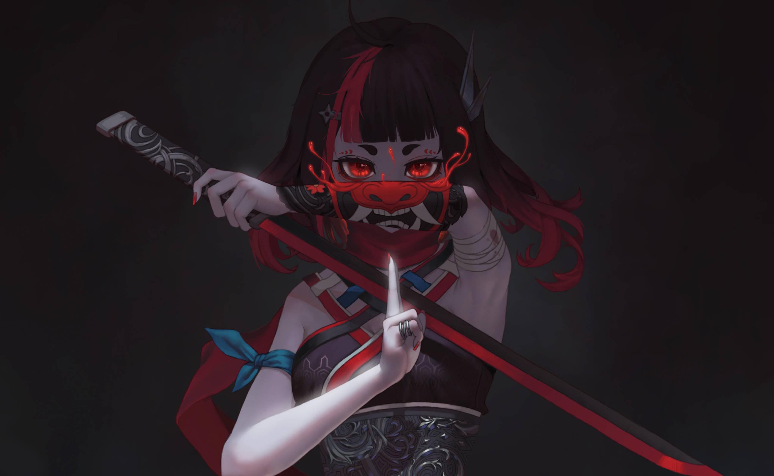 2600x1600 Download Oni Mask Ninja Girl Wallpaper
