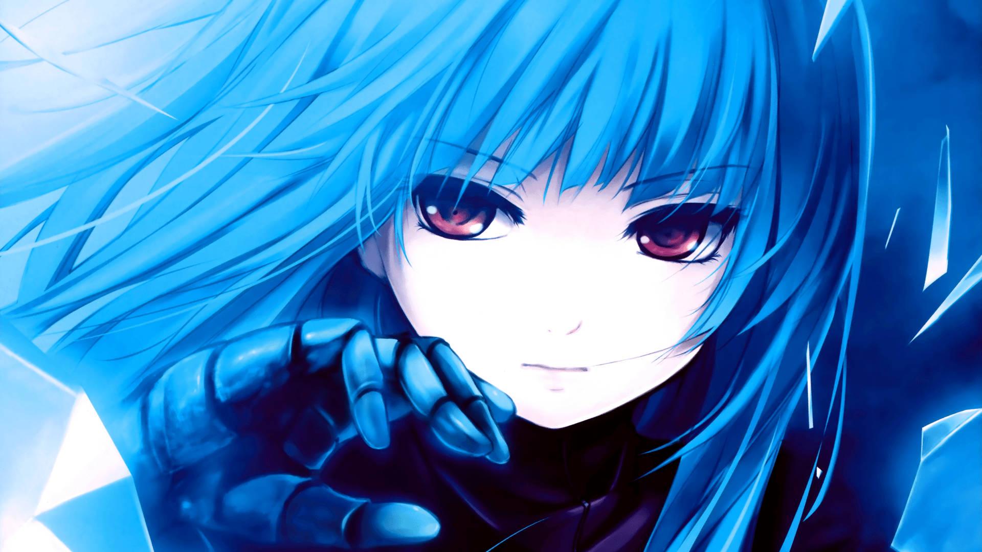 1920x1080 Download Anime Cute Girl Blue Hair And Red Eyes Wallpaper