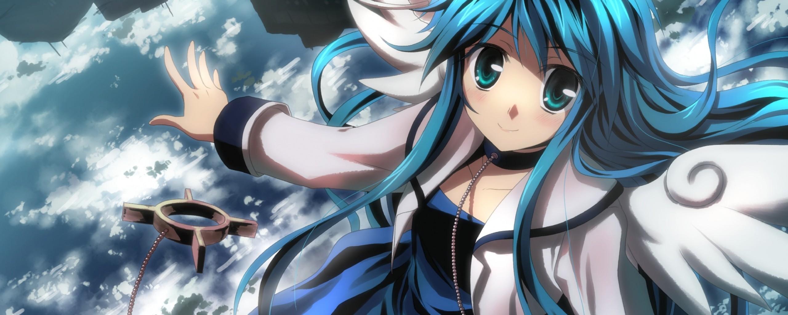 2560x1024 anime Girls, Original Characters, Blue Hair, Long Hair Wallpaper HD / Desktop and Mobile Background